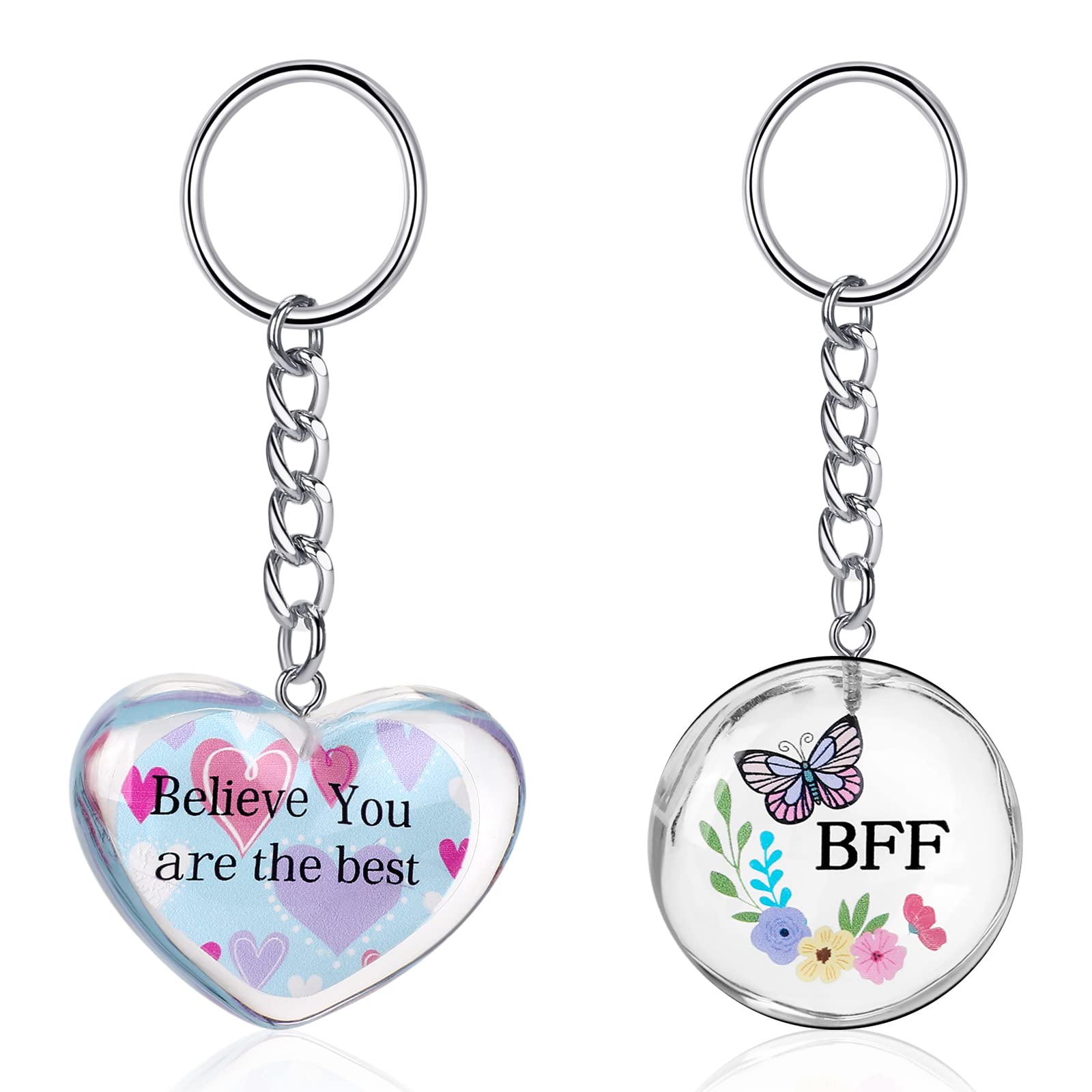 Best Friend Heart Keychain Set - Crystal Butterfly Keychains for Women, Girls, Kids - Perfect Gift for Birthdays, Anniversaries, and Everyday Carry