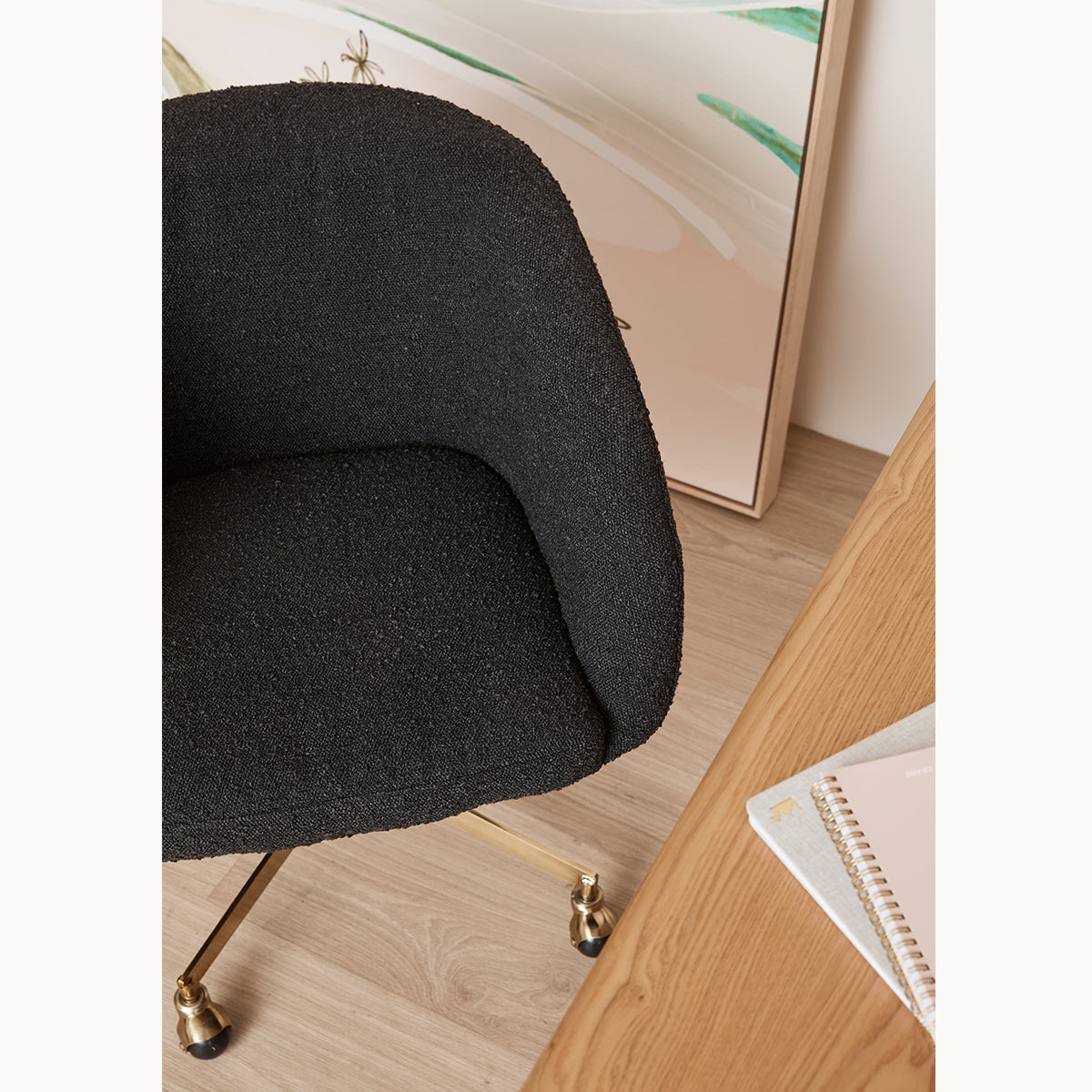 Avalon Boucle Office Chair - Ergonomic Modern Upholstered Desk Chair with Adjustable Height for Home & Office Workspace - Perfect for Remote Work, Study, and Gaming