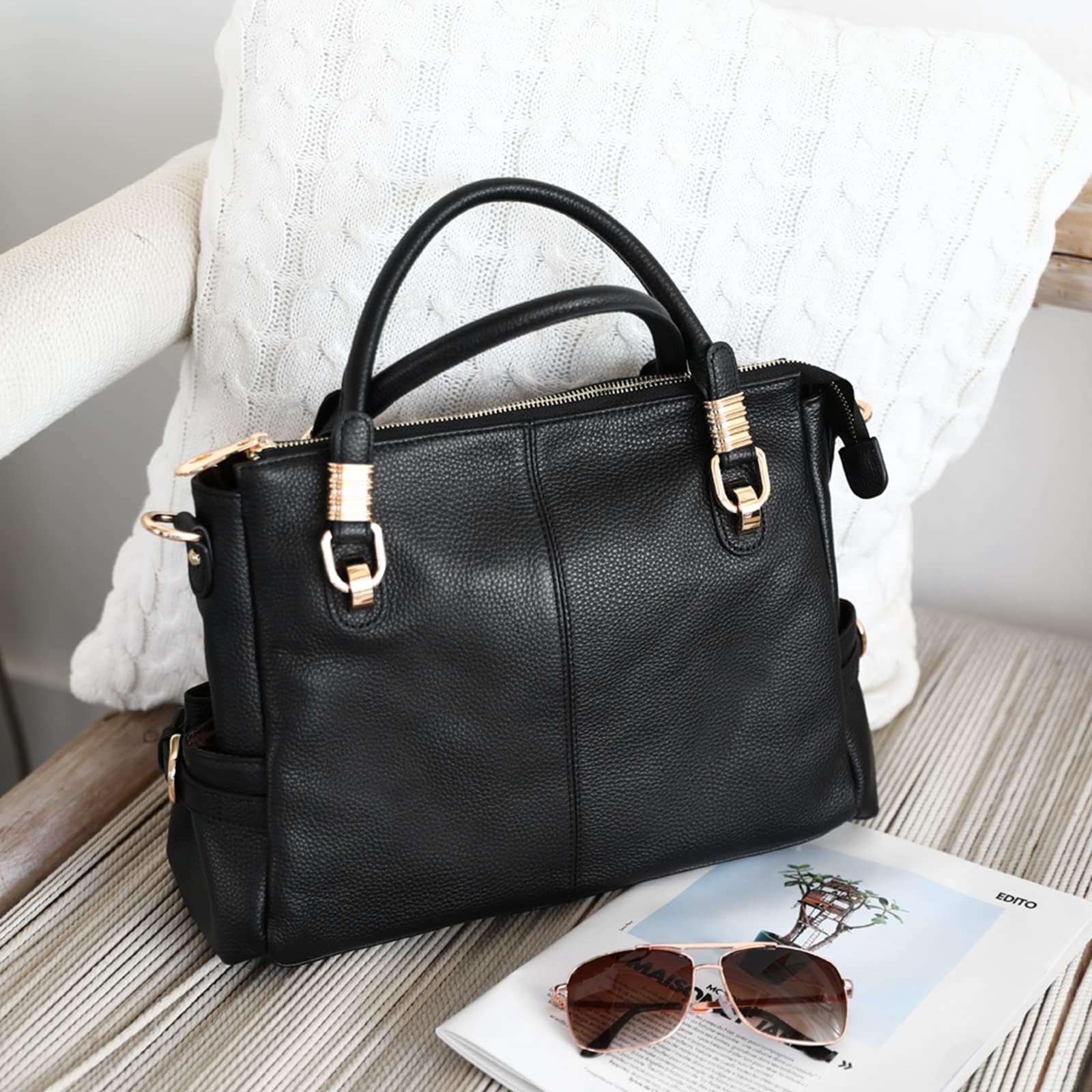 Kattee Soft Women's Genuine Leather Handbags - Stylish Satchel Tote & Shoulder Bag for Work, Travel & Everyday Use