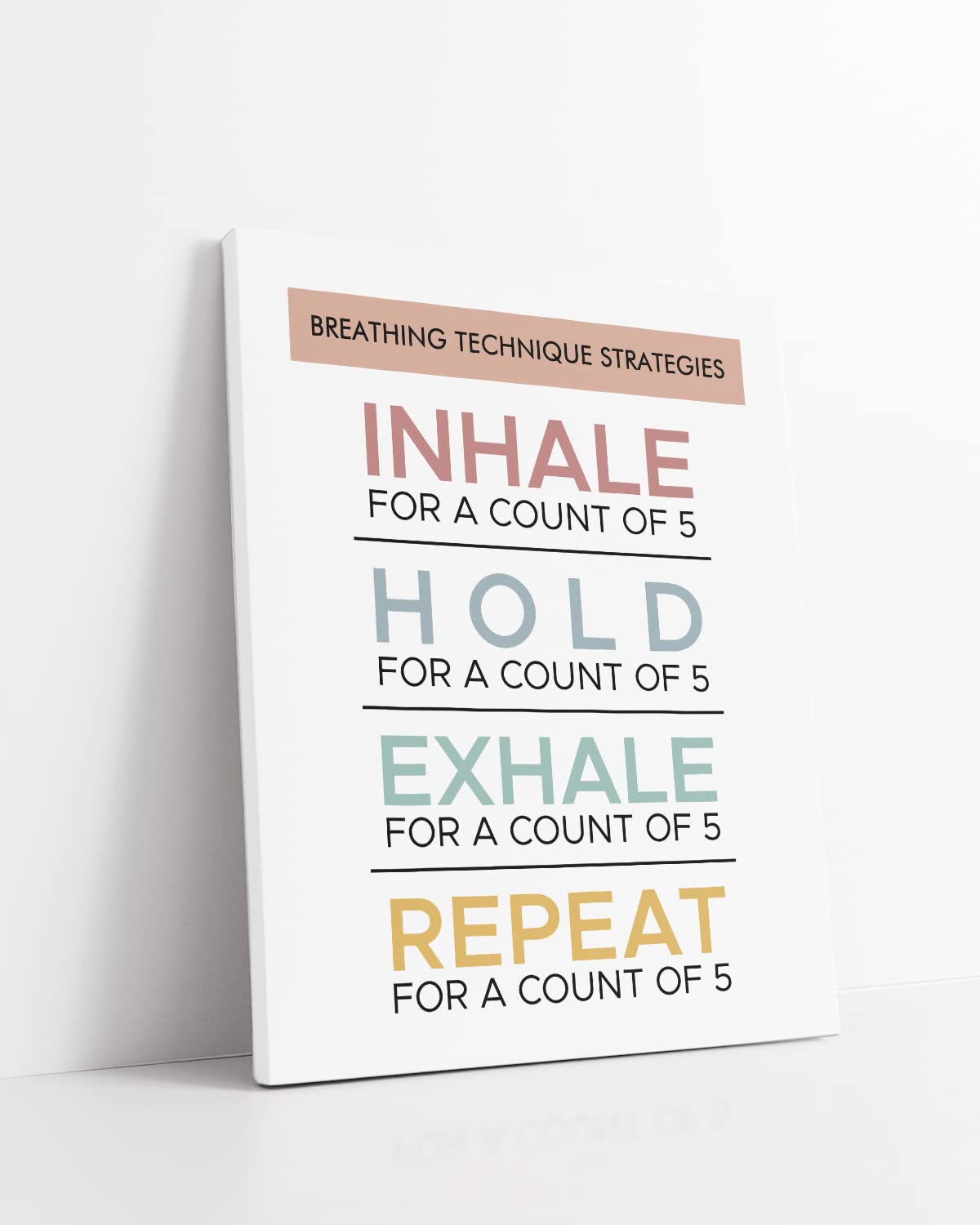 Breathing Technique Strategies Wall Art - Therapy Office Decor, Mindfulness & Mental Health Canvas Print - Ready to Hang 32x40 - Perfect for Counseling Offices, School Psychologists & Therapist Spaces