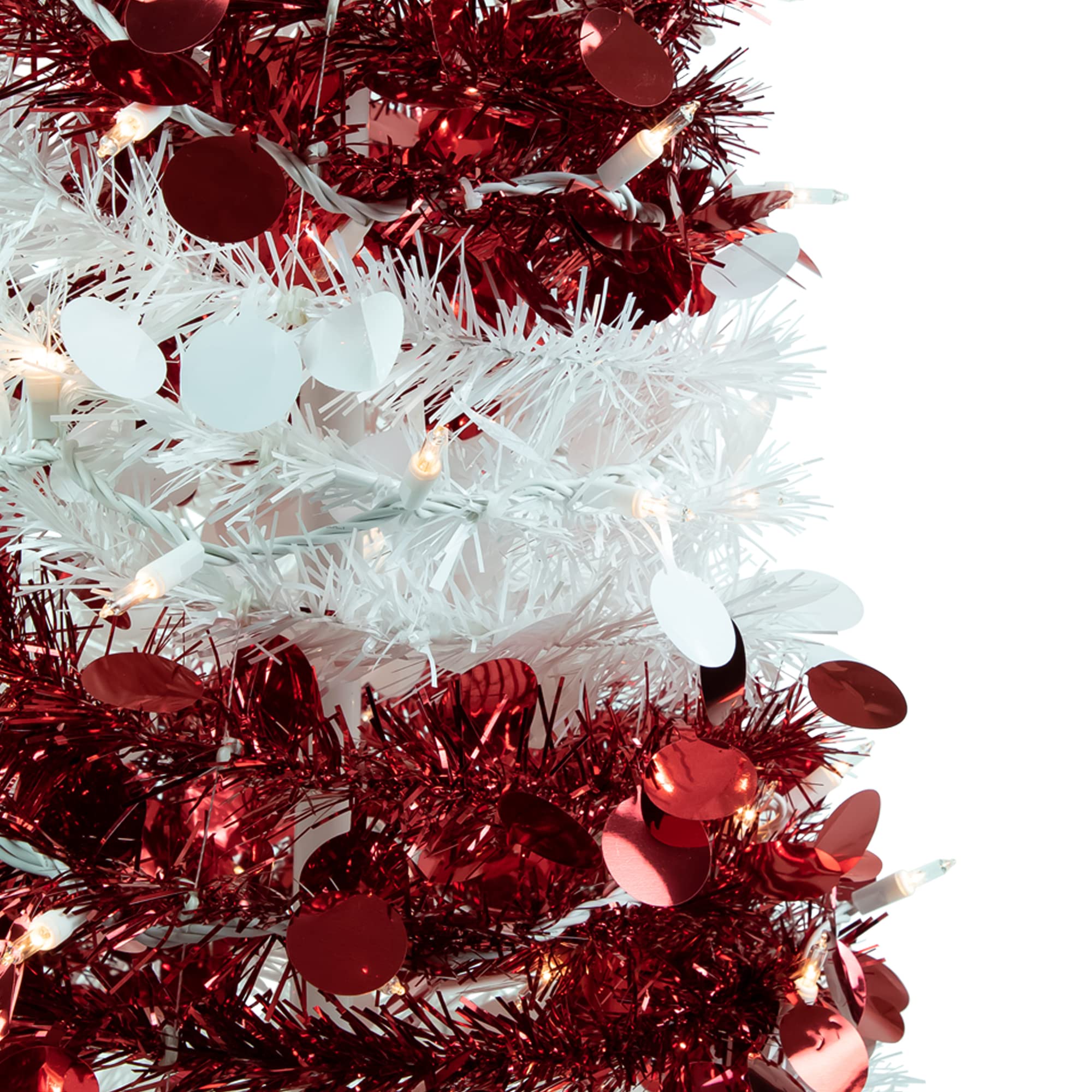 4ft Pre-Lit Candy Cane Striped Pop-Up Artificial Christmas Tree with Clear LED Lights - Perfect for Holiday Home Decor, Office Party & Festive Gift Giving