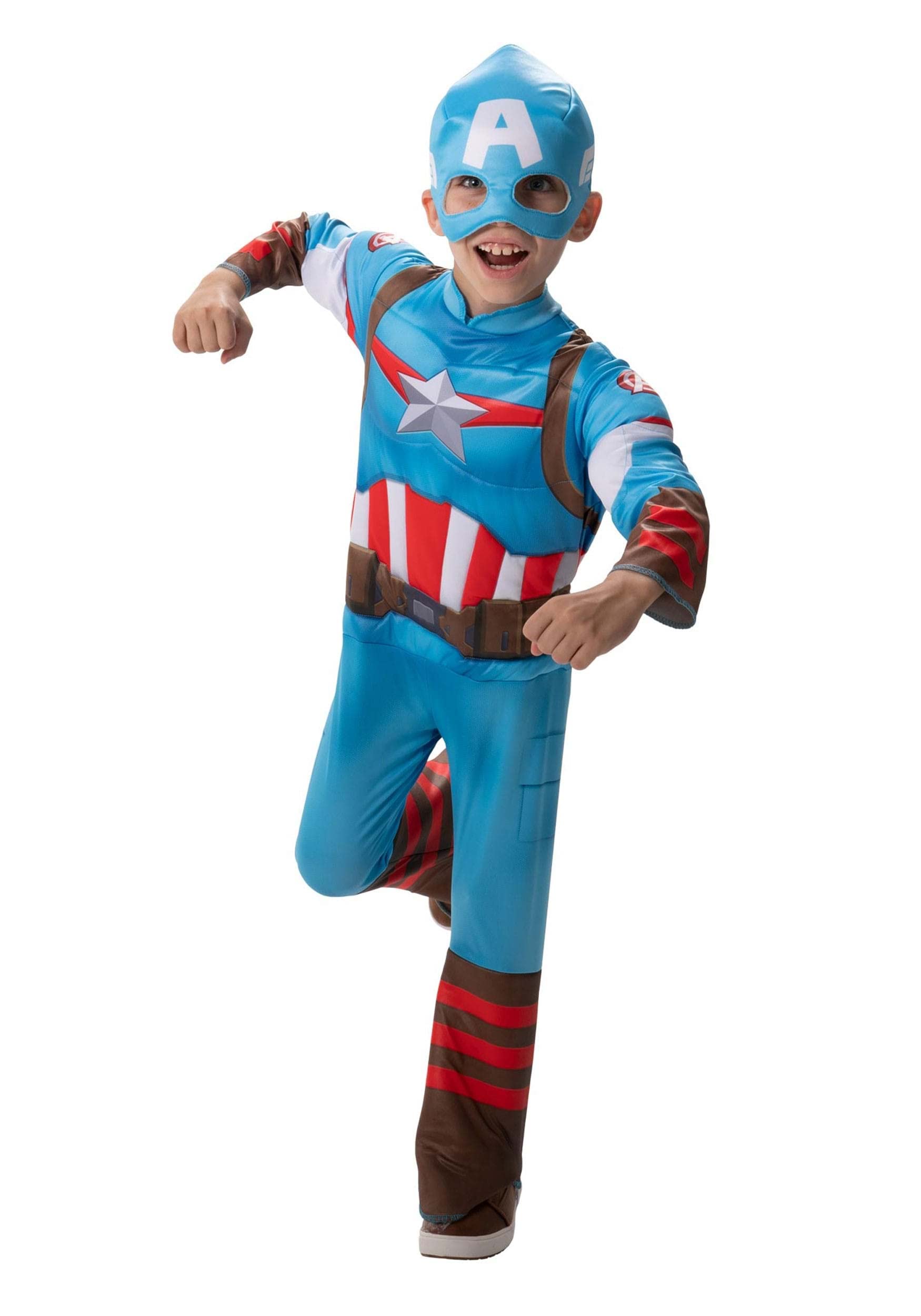 Jazwares Marvel Captain America Costume for Kids - Steve Rogers Superhero Outfit for Halloween & Cosplay | Perfect for Dress-Up, Parties & Comic Conventions