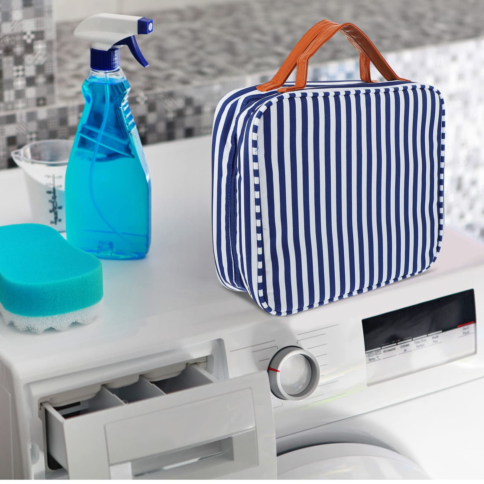 FOMIYES Large Makeup Travel Bag with Brush Organizer - Waterproof Hanging Toiletry Bag for Women, Portable Cosmetic Storage Case for Skincare & Makeup Brushes - Perfect for Travel, Gym, and Daily Organization (Polyester, Washable)