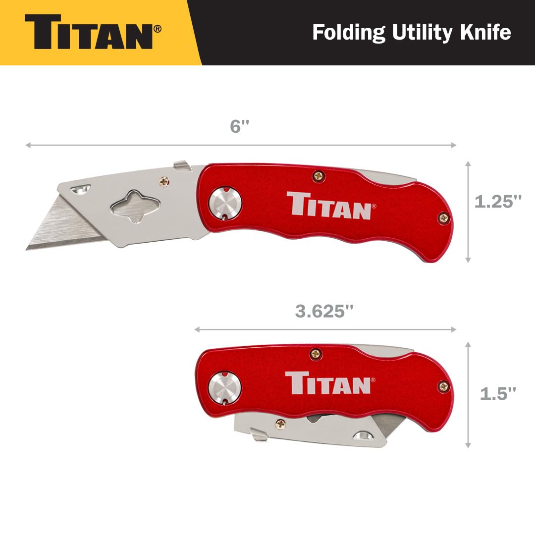 Titan 11015 Red Folding Pocket Utility Knife - Compact & Durable EDC Knife for Camping, Hiking, DIY & Everyday Carry | Stainless Steel Blade & Safety Lock