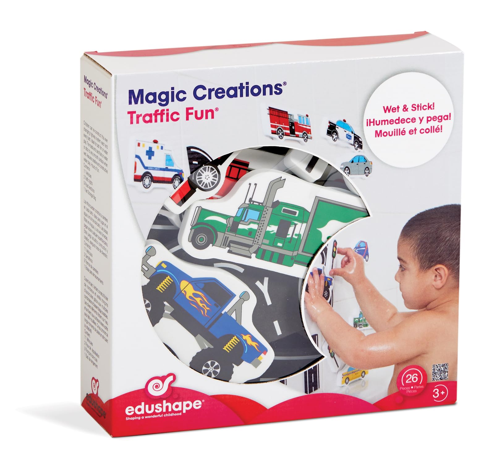 Edushape Magic Creations Bath Play Set - Educational Traffic Themed Water Toys for Toddlers | Fun Learning Activity for Kids During Bathtime