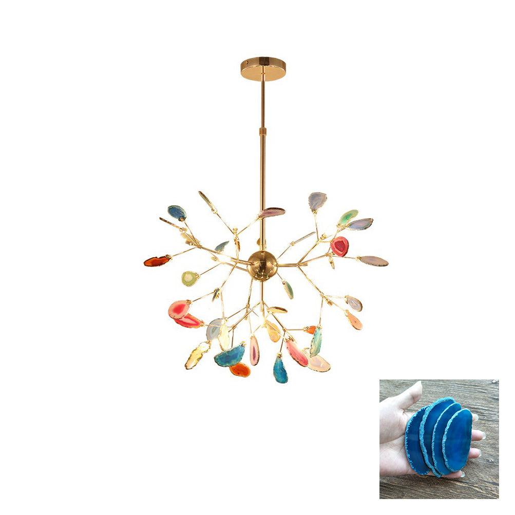 Exquisite Agate Flake Crystal Chandelier - Elegant Handcrafted Lighting Fixture for Dining Room, Living Room, or Bedroom Decor