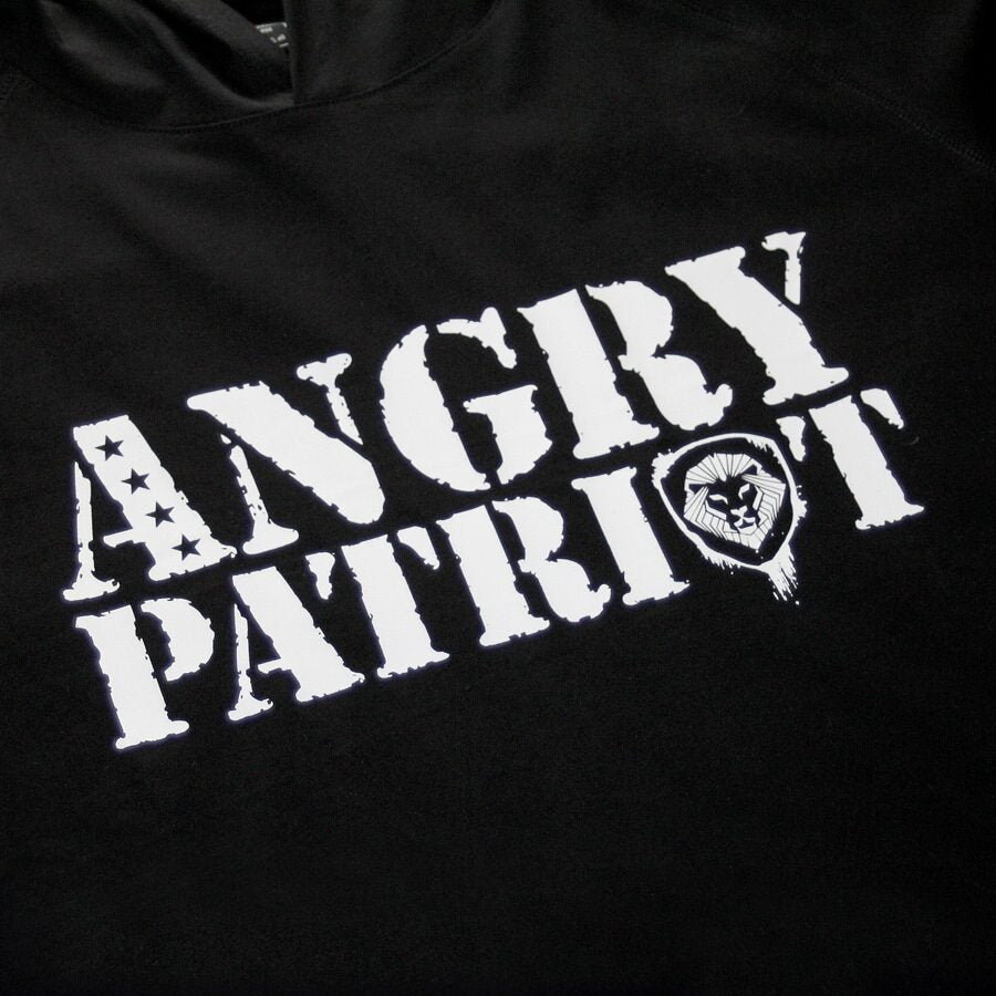 Angry Patriot Black Long Sleeve Lightweight Hoodie for Men - Comfortable Pullover Sweatshirt for Outdoor Activities & Casual Wear