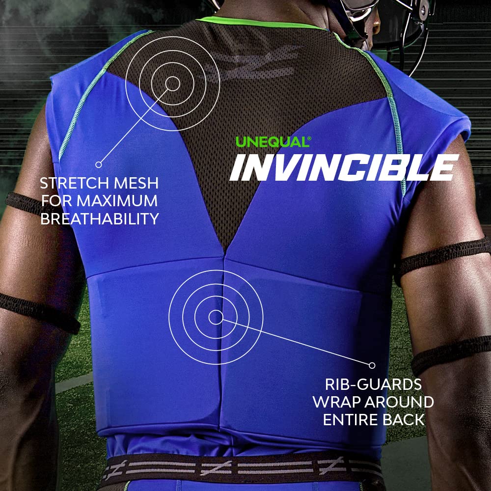Unequal Youth Invincible 4Pad Sleeveless Shirt - Breathable Protective Compression Top for Football, Baseball & Lacrosse - Ideal for Training & Sports Performance