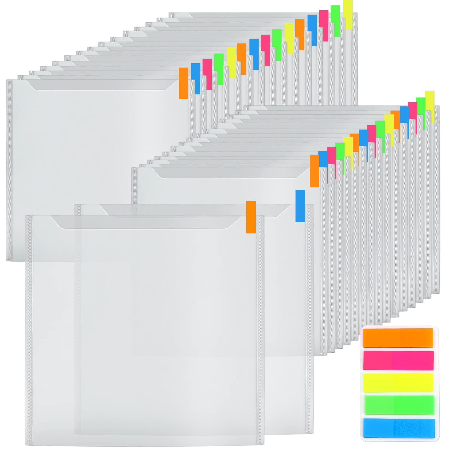 Caydo 36-Piece 12x12 Inch Clear Scrapbook Paper Storage Organizer with 100 Sticky Index Tabs - Perfect for Organizing Scrapbook Paper, Cardstock, Vinyl Paper - Ideal for Craft Rooms, Scrapbooking Projects, and DIY Paper Storage