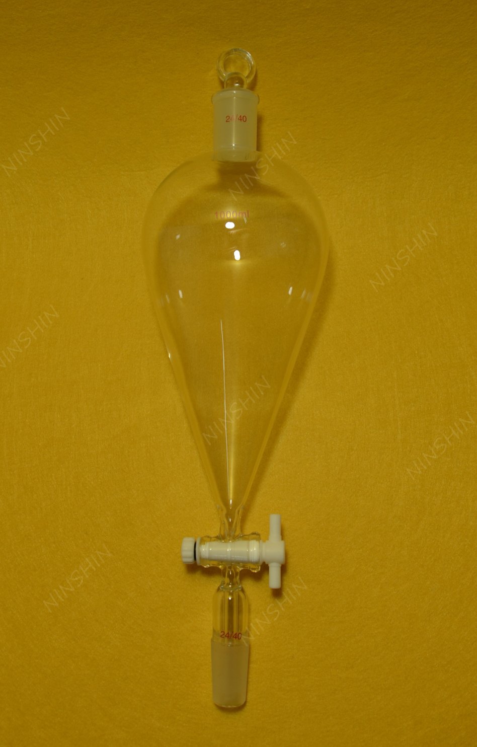 24/40 1000ml Pear Shape Separatory Funnel with PTFE Stopcock - Premium Lab Glassware for Chemical Extraction & Liquid Separation in Laboratories