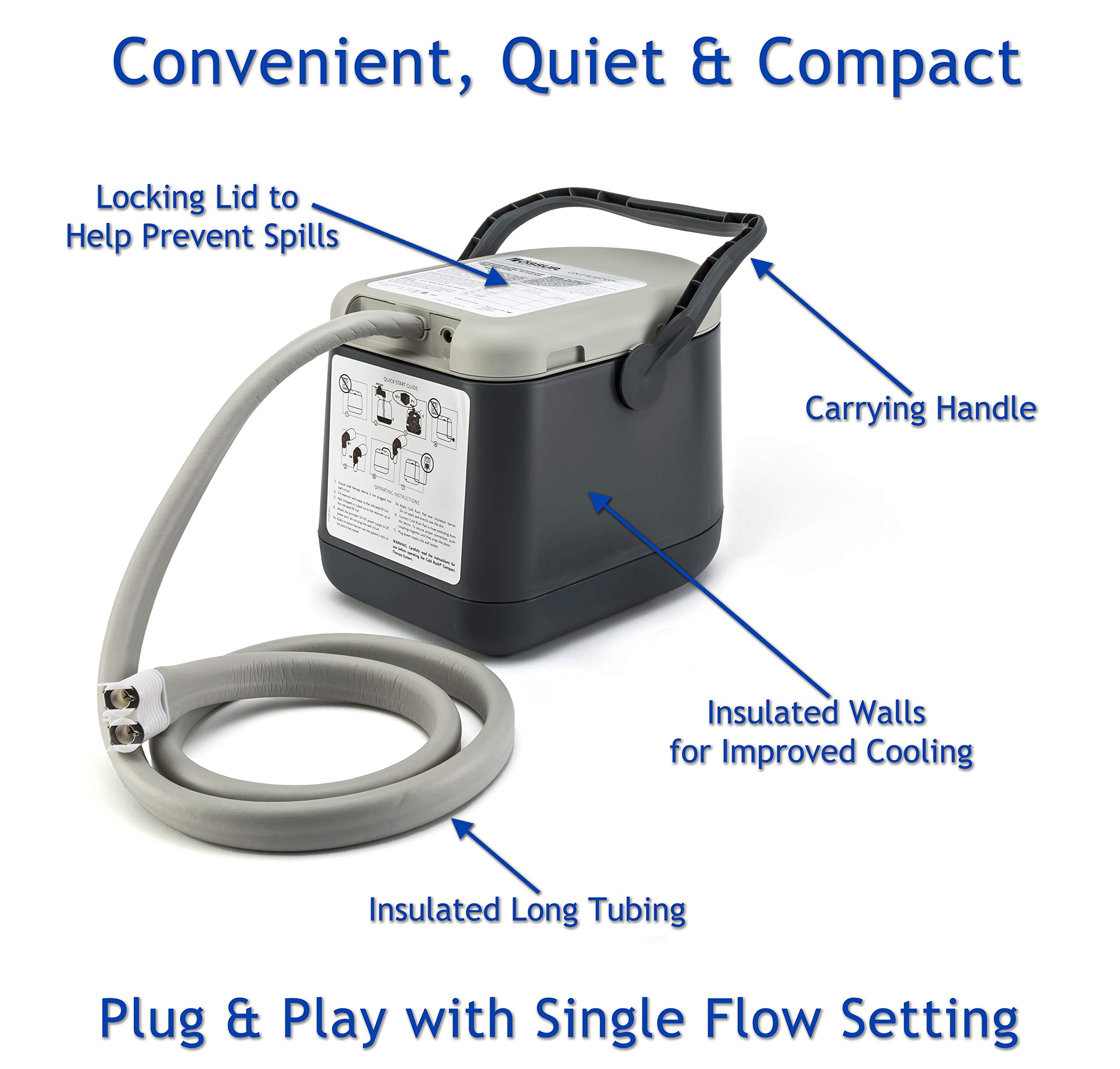 Ossur Cold Rush Compact Therapy Machine System with Large Shoulder Pad - Ergonomic, Adjustable Wrap for Pain Relief - Quiet, Lightweight Cryotherapy Freeze Kit Pump for Shoulder, Knee & Joint Recovery - Ideal for Post-Surgery, Sports Injuries & Arthritis