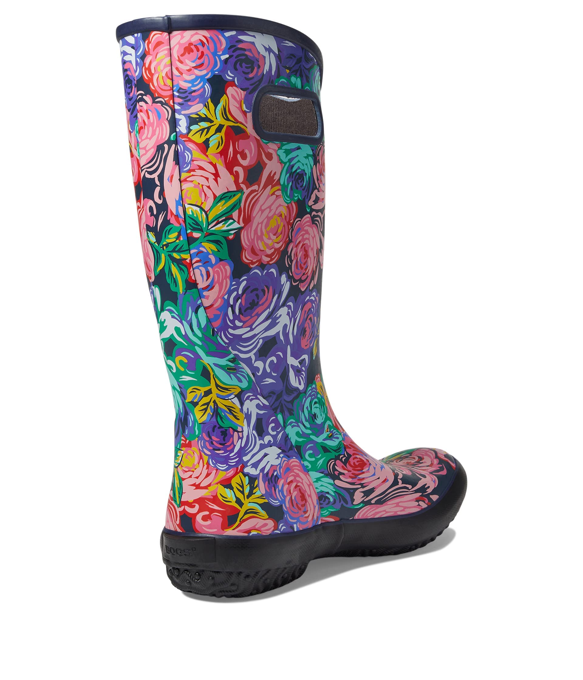 BOGS Women's Waterproof Rain Boots - Comfortable Garden Shoes for Walking in Wet Conditions, Outdoor Activities & Rainy Days (Rose Garden Design)