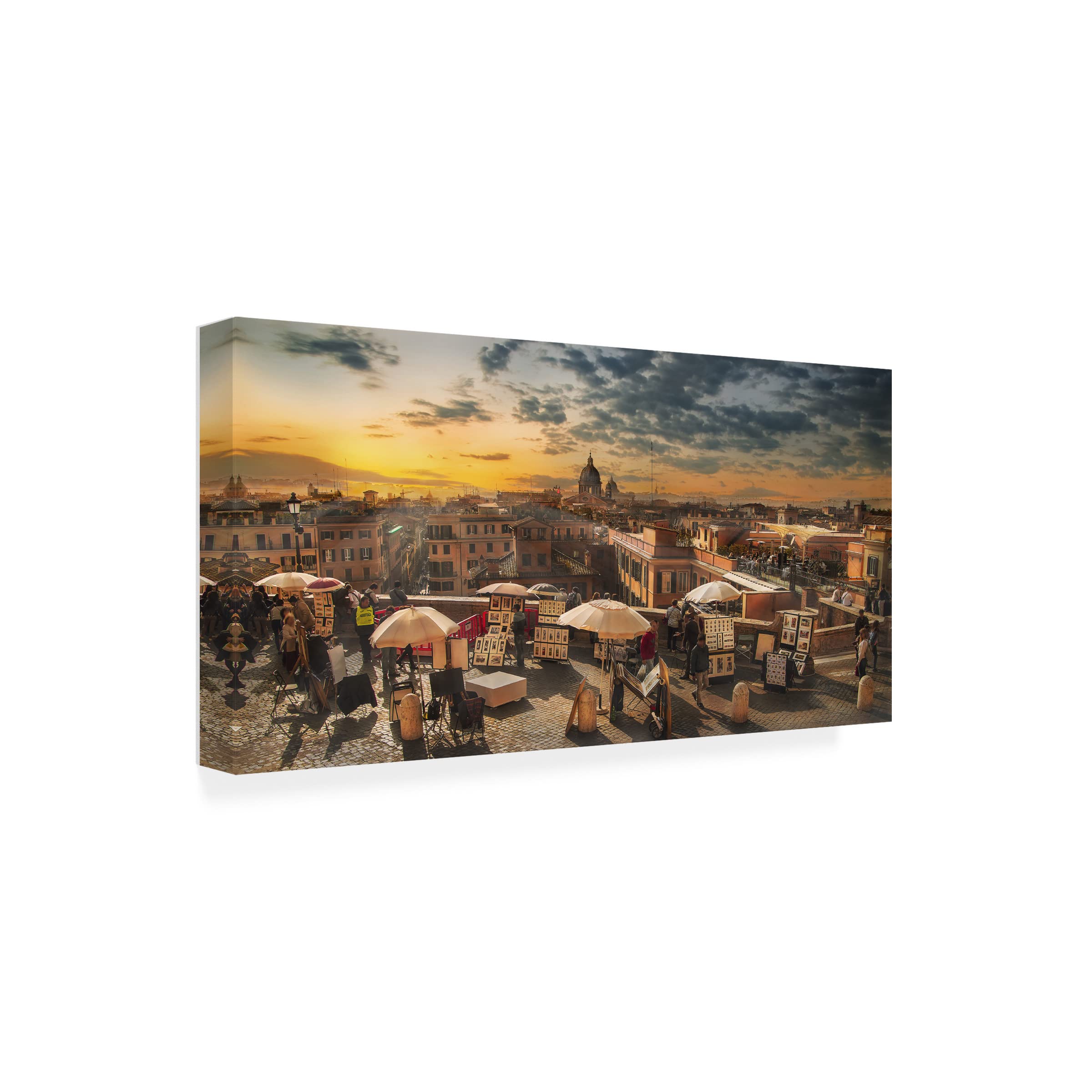 Trademark Fine Art 'Skyline Di Roma' Canvas Wall Art Print by Nicodemo Quaglia - Elegant Italian Cityscape Painting for Living Room, Office & Home Decor