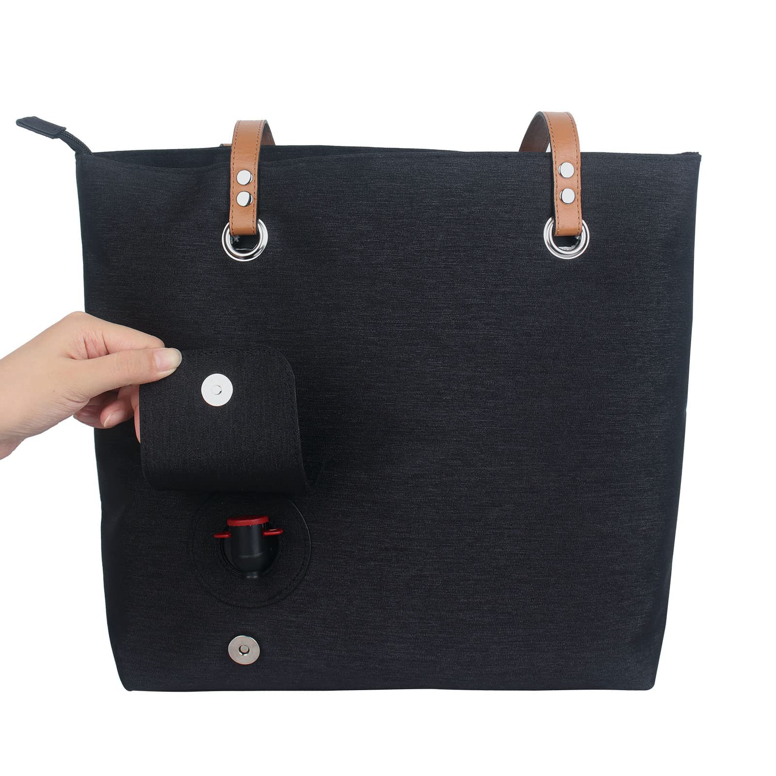 Wine Purse with Hidden Spout - Leakproof Tote Bag for Women, 3 Reusable Bladder Bags Included (Black) | Perfect for Concerts, Picnics & Outdoor Events