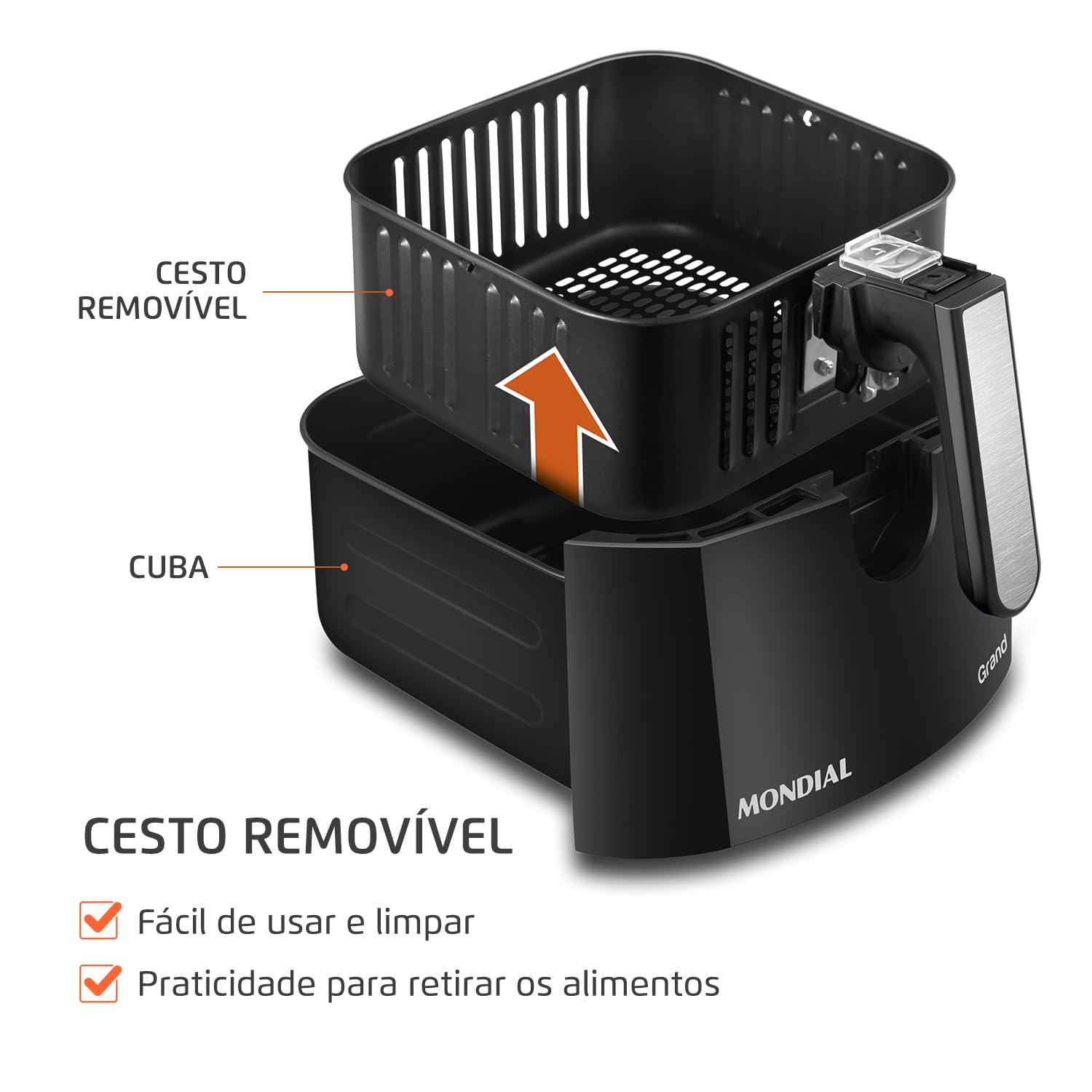 Mondial AFN-50-BI 5L Air Fryer - Oil Free Fryer, 1900W, 110V, Black/Stainless Steel - Perfect for Healthy Cooking, Crispy Snacks & Family Meals