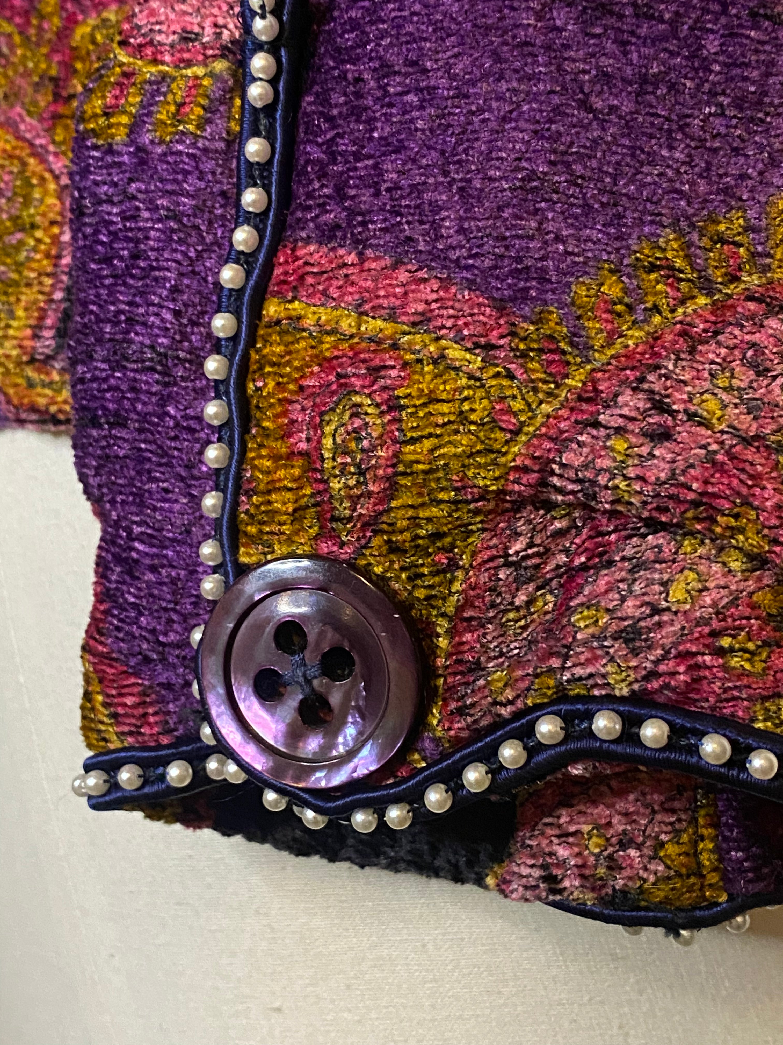 Elegant Paisley Pattern Pearl Embellished Jacket for Women | Boho Chic Outerwear | Perfect for Parties, Weddings & Special Occasions