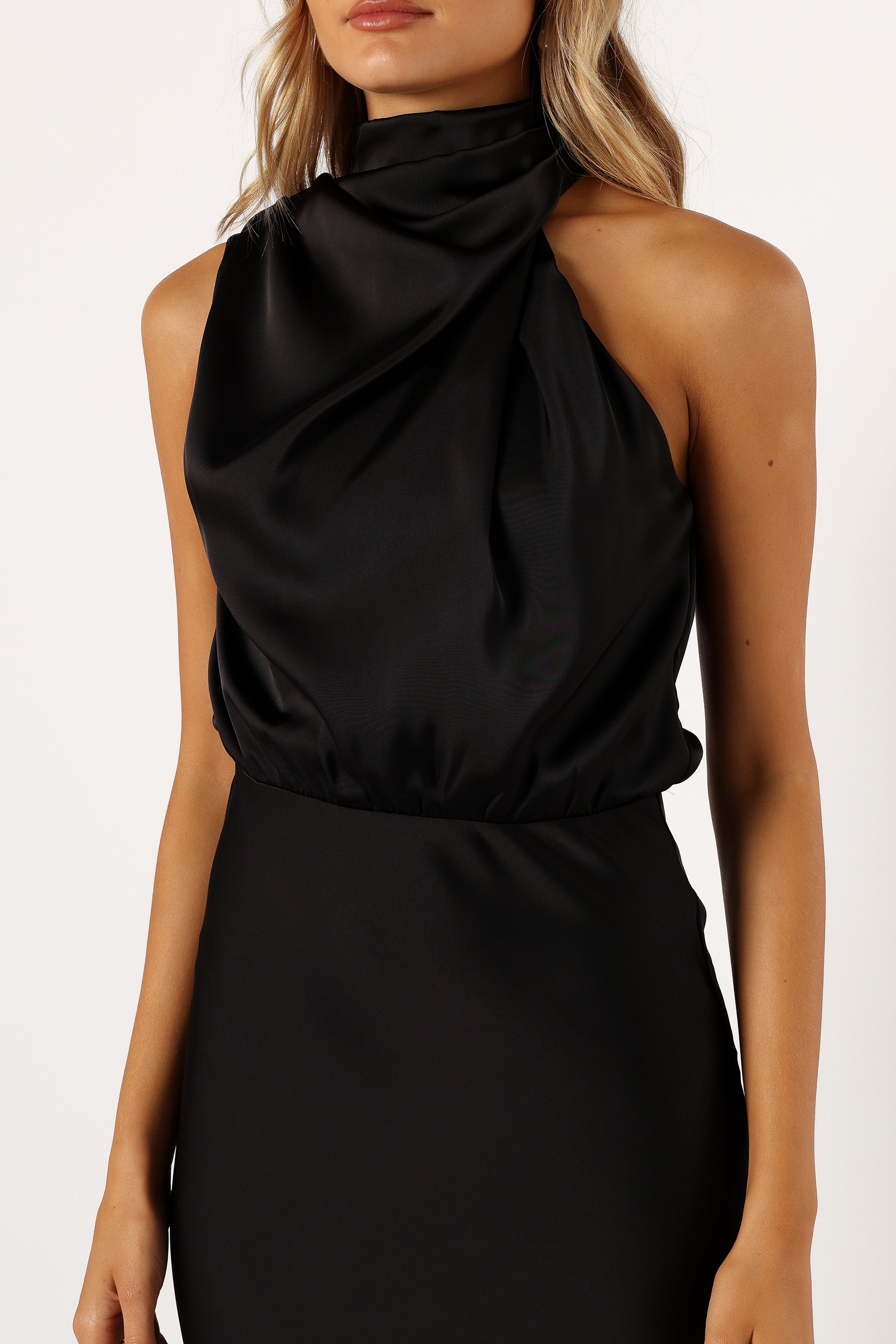 Anabelle Women's Halter Neck Midi Dress - Elegant Black Summer Dress for Casual Wear, Beach Vacation & Evening Parties