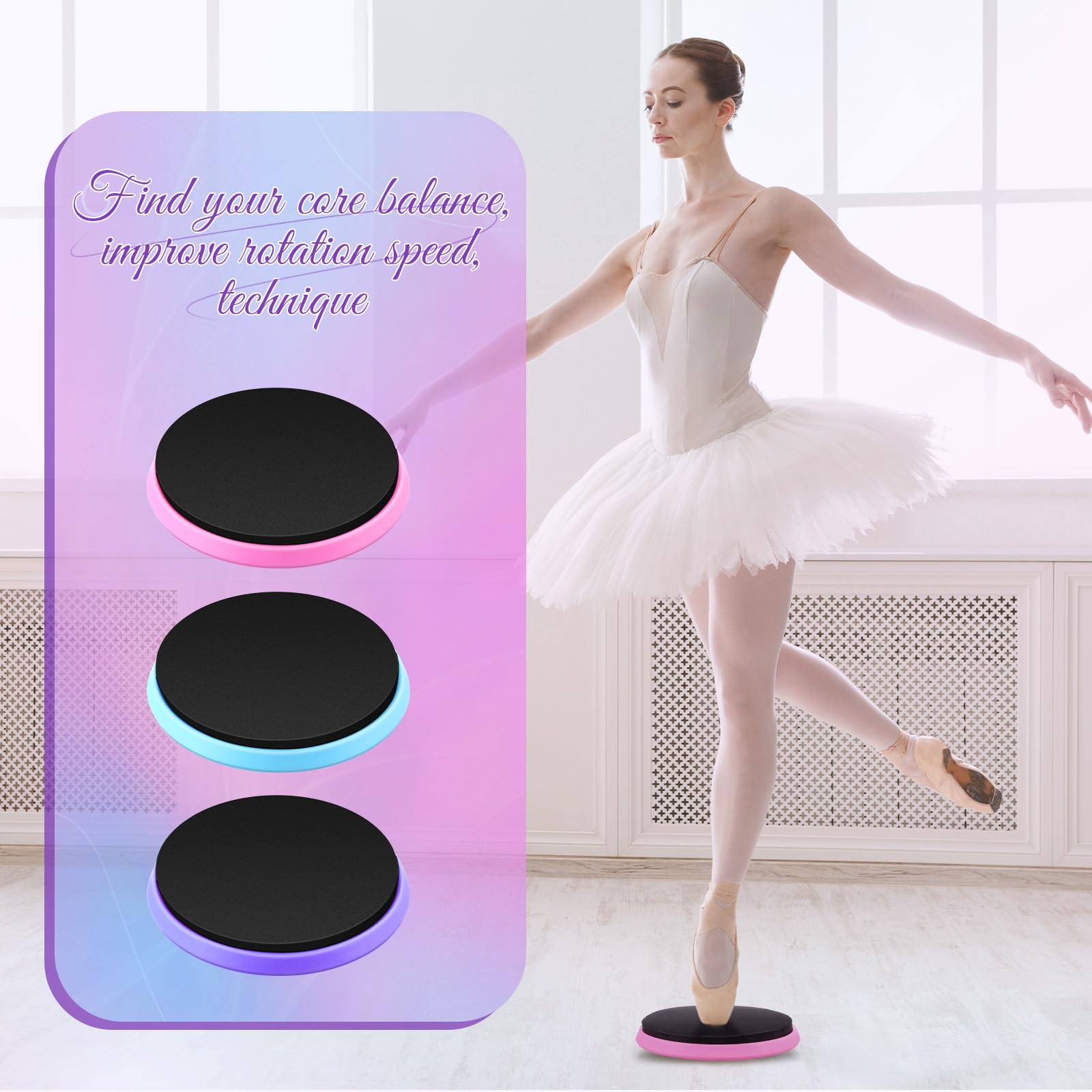3 Pcs Spinner Boards for Dancers - Ice Skating Spinner Training Equipment for Skaters, Cheerleaders & Gymnasts - Improve Turns, Balance & Stability - Perfect for Home Practice, Studio Training & Skill Development