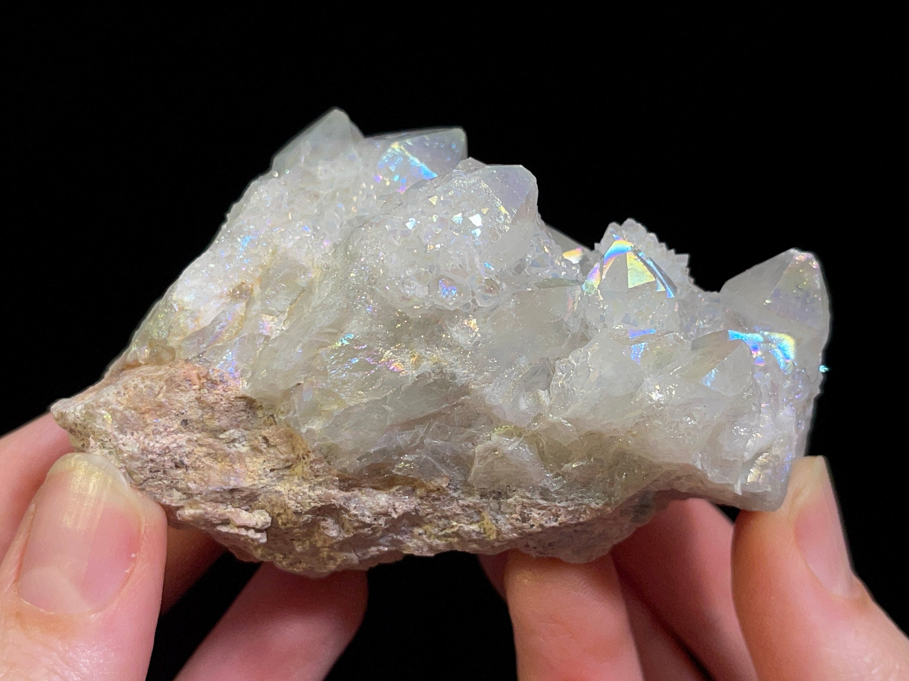 AURA QUARTZ Angel White Rainbow Quartz Crystal Cluster - Natural Spirit Quartz for Healing & Meditation, Boho Home Decor, Unique Gift Idea (46742) | Perfect for Yoga Spaces, Altars & Positive Energy Rooms