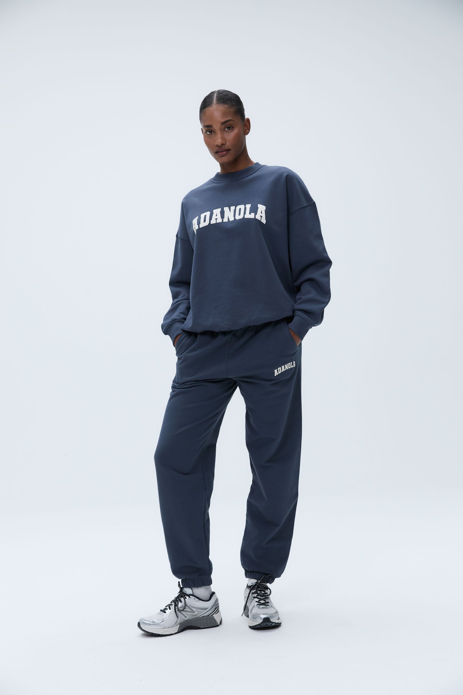Varsity Oversized Sweatshirt for Women & Men - Washed Midnight Blue Pullover Hoodie | Cozy Casual Wear for College, Street Style & Loungewear