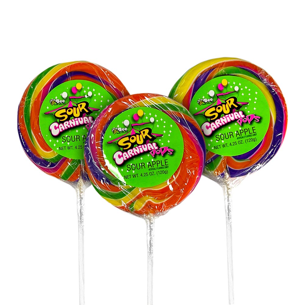 Bee Carnival Sour Pop Candy - 12 Count Box | Tangy & Sweet Treats for Parties, Halloween & Movie Nights