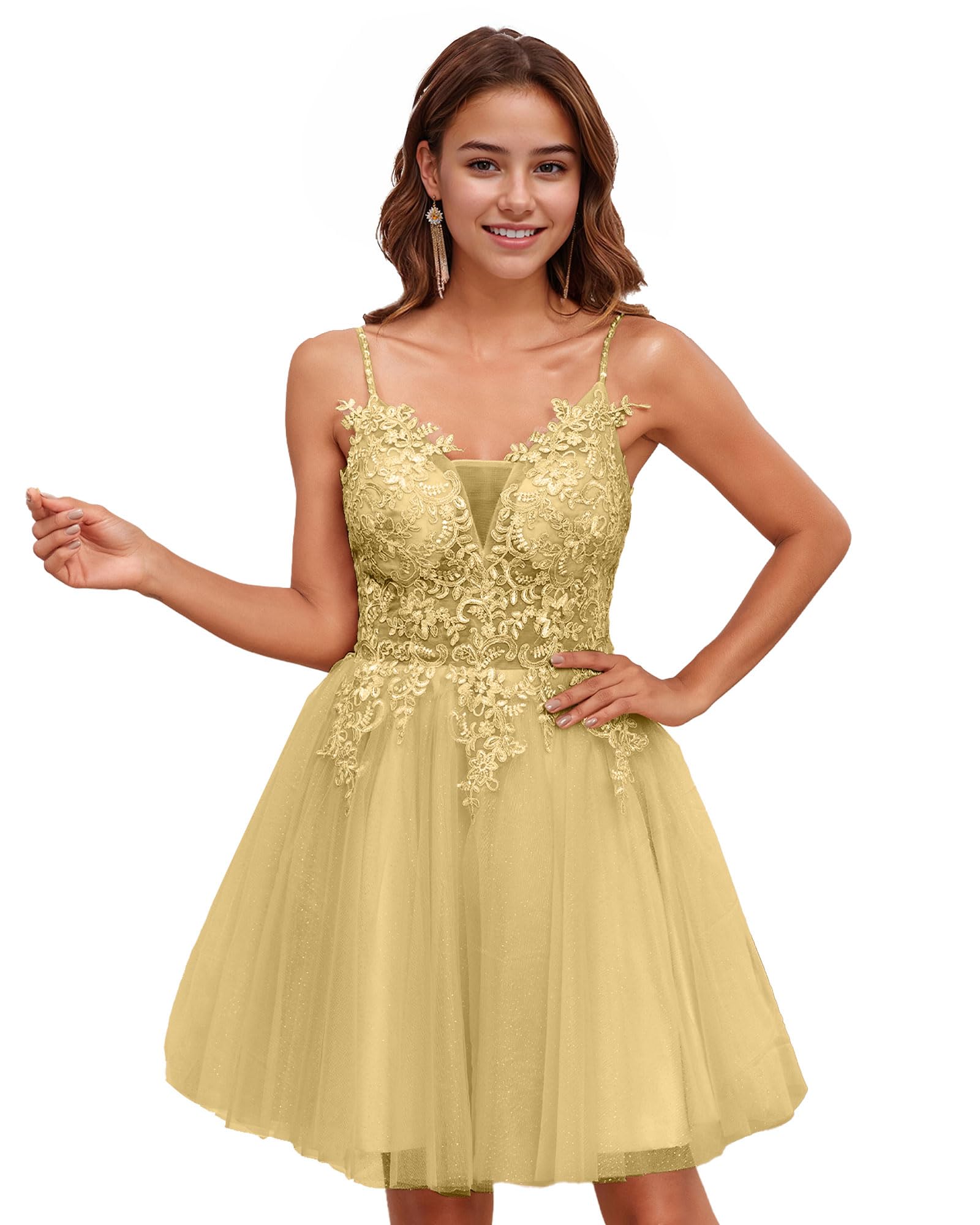 JAEDEN 2025 Short Prom Dress with Lace - Elegant Homecoming & Quinceañera Dresses for Teens, Tulle Ball Gown for Party, Dance, and Special Occasions