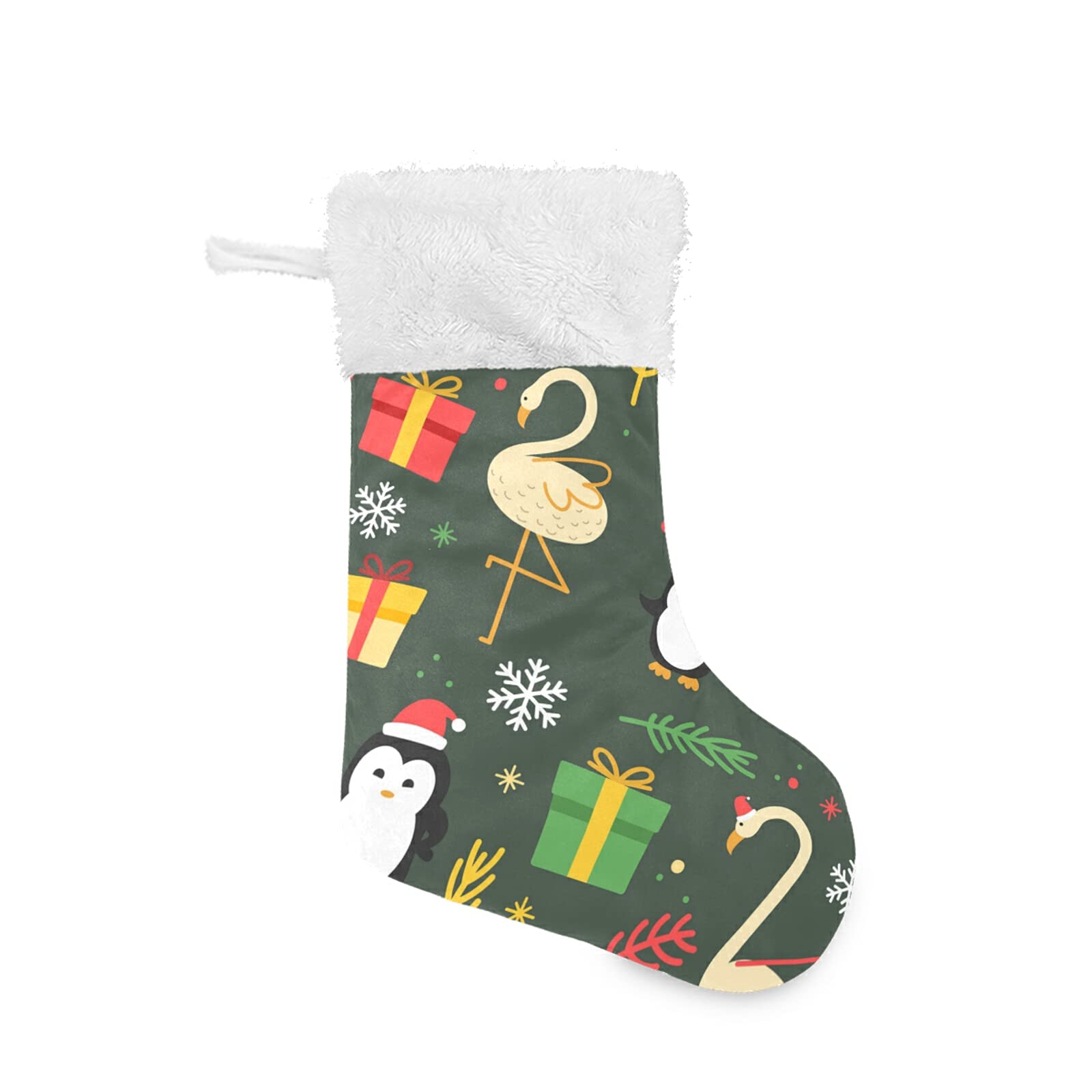 Festive Velvet Plush Christmas Stockings - Funny Colorful Flamingo Penguin Design for Xmas, Halloween, Fall & Thanksgiving - Holiday Decor for Family Parties & New Year Celebrations | Perfect for Fireplace Mantel, Gift Exchange & Festive Home Decor