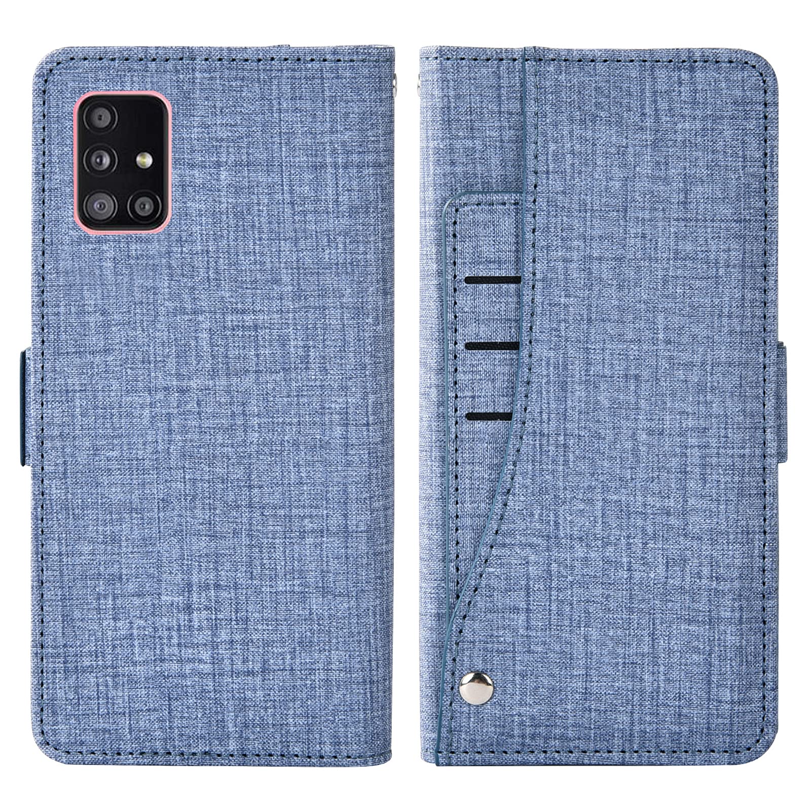 **ASUWISH Samsung Galaxy A51 5G / A51 5G UW Wallet Case with Tempered Glass Screen Protector & Card Holder – Flip Cover Phone Case for Verizon (Blue) – Perfect for Work, Travel & Everyday Use**