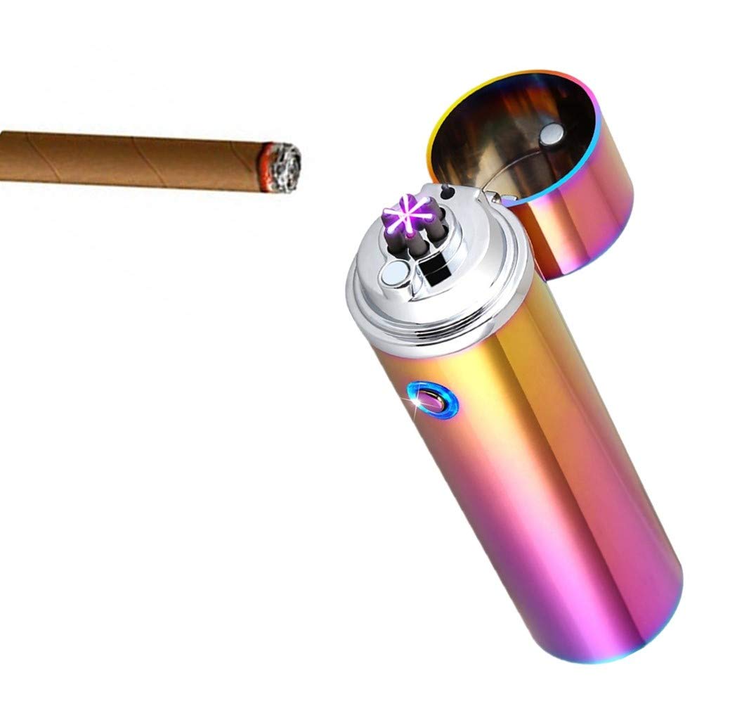 USB Arc Lighter - Windproof Rechargeable Triple Flame (Multicolor) for Camping & Outdoor