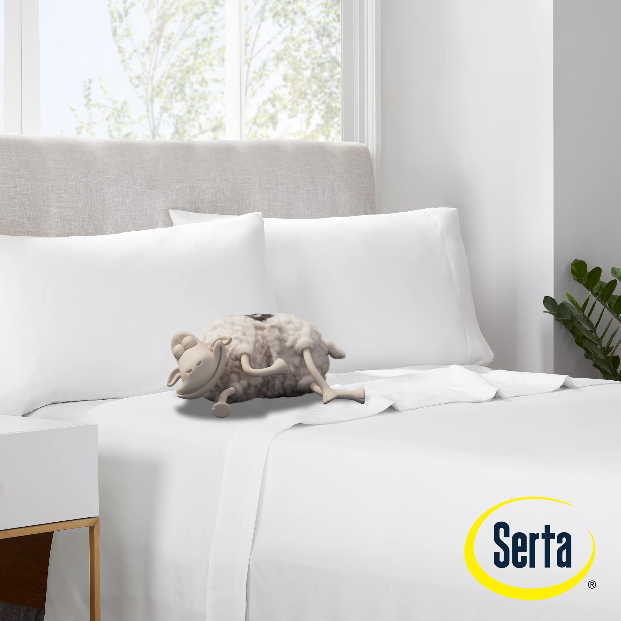 Serta Simply Clean Super Soft Hypoallergenic Stain Resistant Deep Pocket 4-Piece Bed Sheet Set - Full Size, Silver Grey - Perfect for Allergy Sufferers & Easy Care Bedding