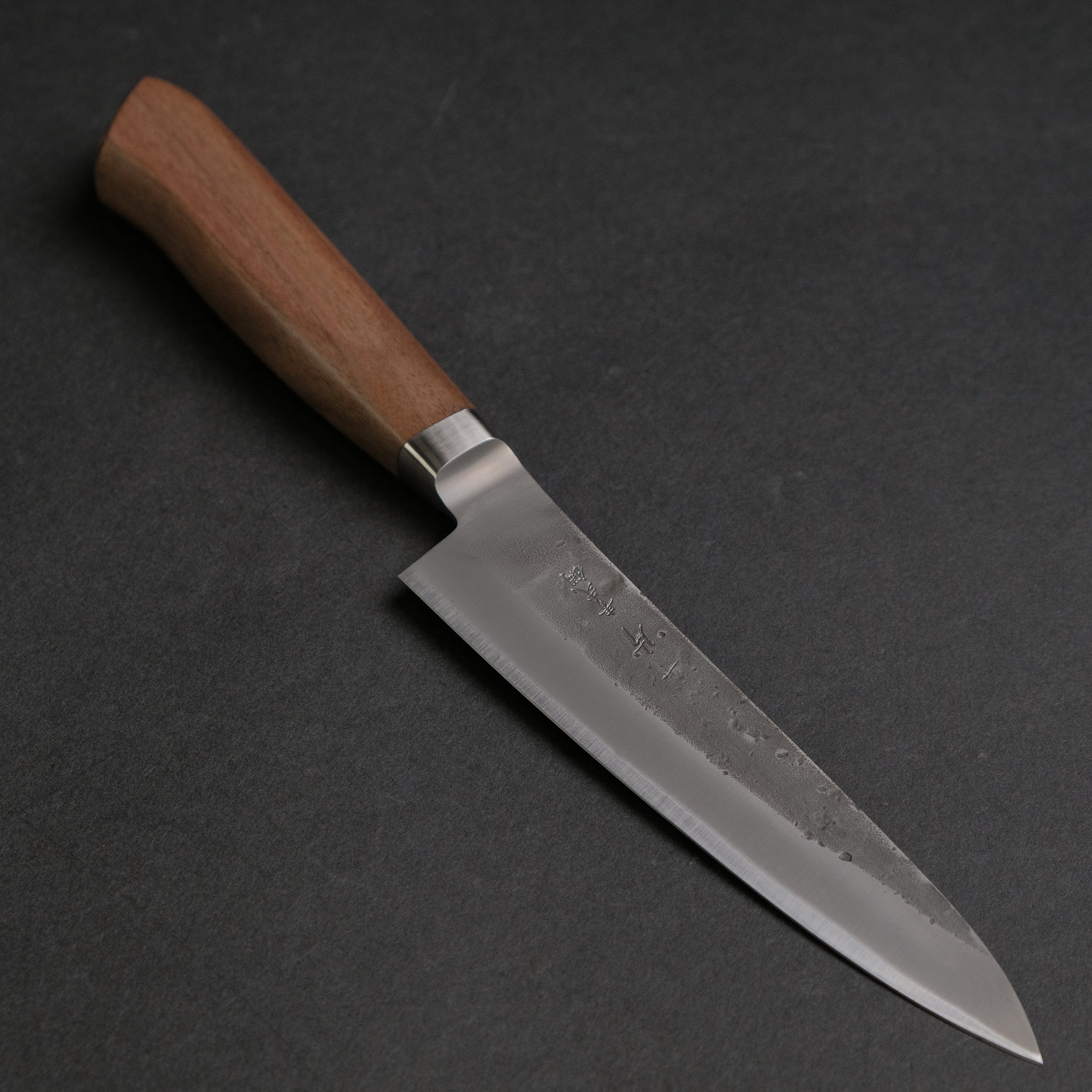 Hitohira TD Blue #2 Stainless Clad Nashiji Yo Petty Knife 125mm with Walnut Handle - Japanese Chef Knife for Slicing, Peeling & Precision Cutting - Perfect for Home Kitchen & Professional Use