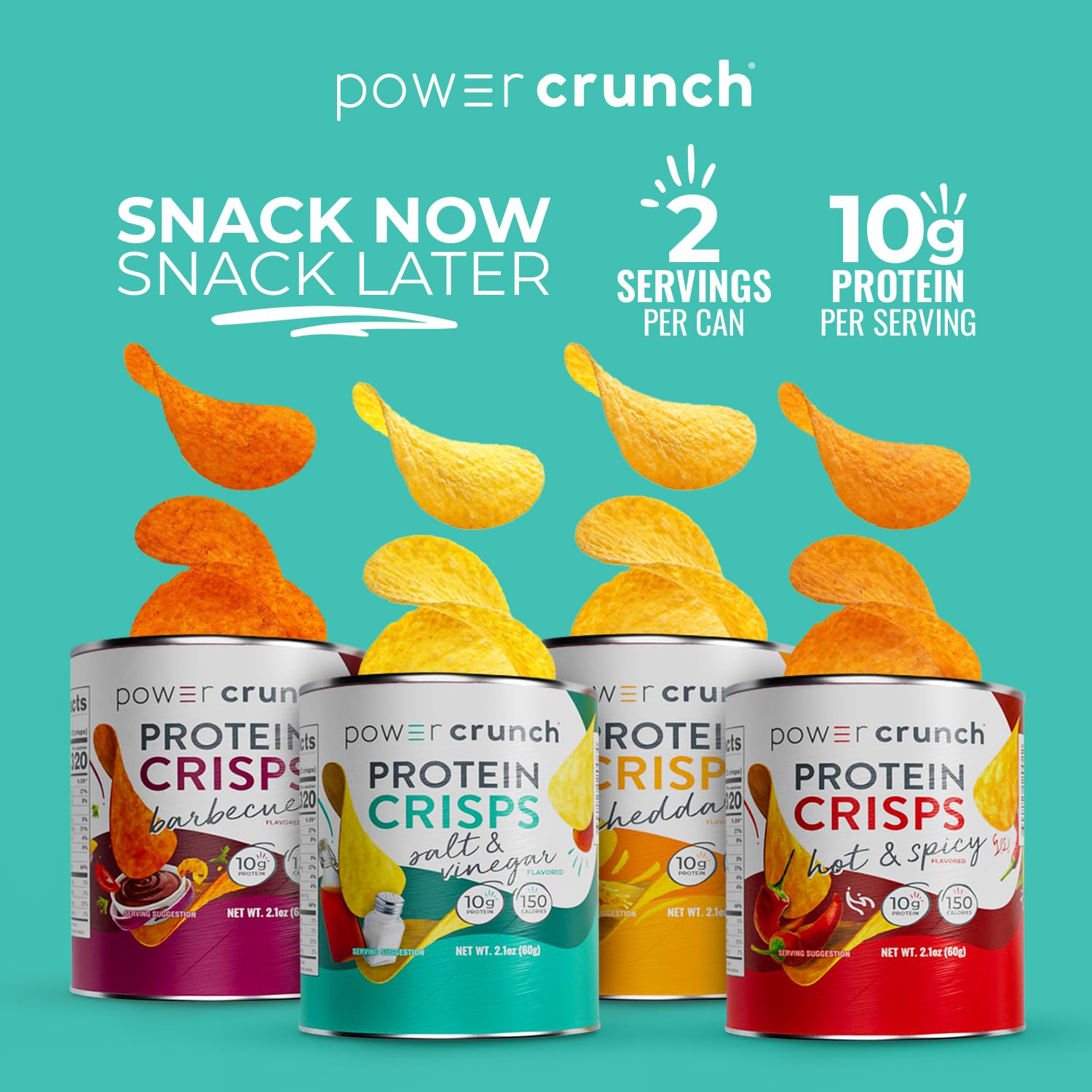 Power Crunch Protein CRISPS - High Protein Potato Style Chips, Cheddar Flavor, 10g Protein per Serving, 1.05oz (6 Pack) | Healthy Snacks for Gym, Workout & Keto Diet