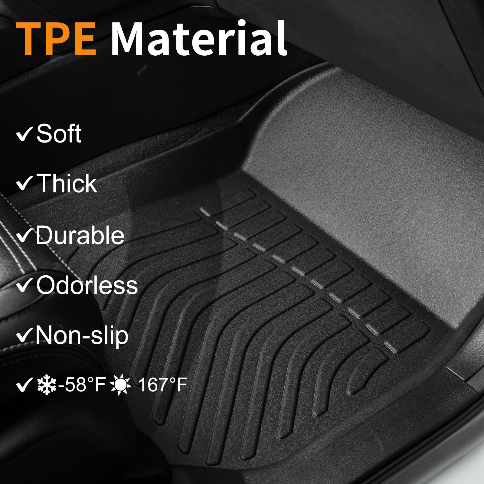 Binmotor Heavy Duty TPE All-Weather Floor Mats for 2022-2025 Ford Maverick & 2021-2024 Bronco Sport 4-Door | Non-Hybrid | Full Set Car Floor Liners | Perfect for Off-Roading, Camping & Daily Commute