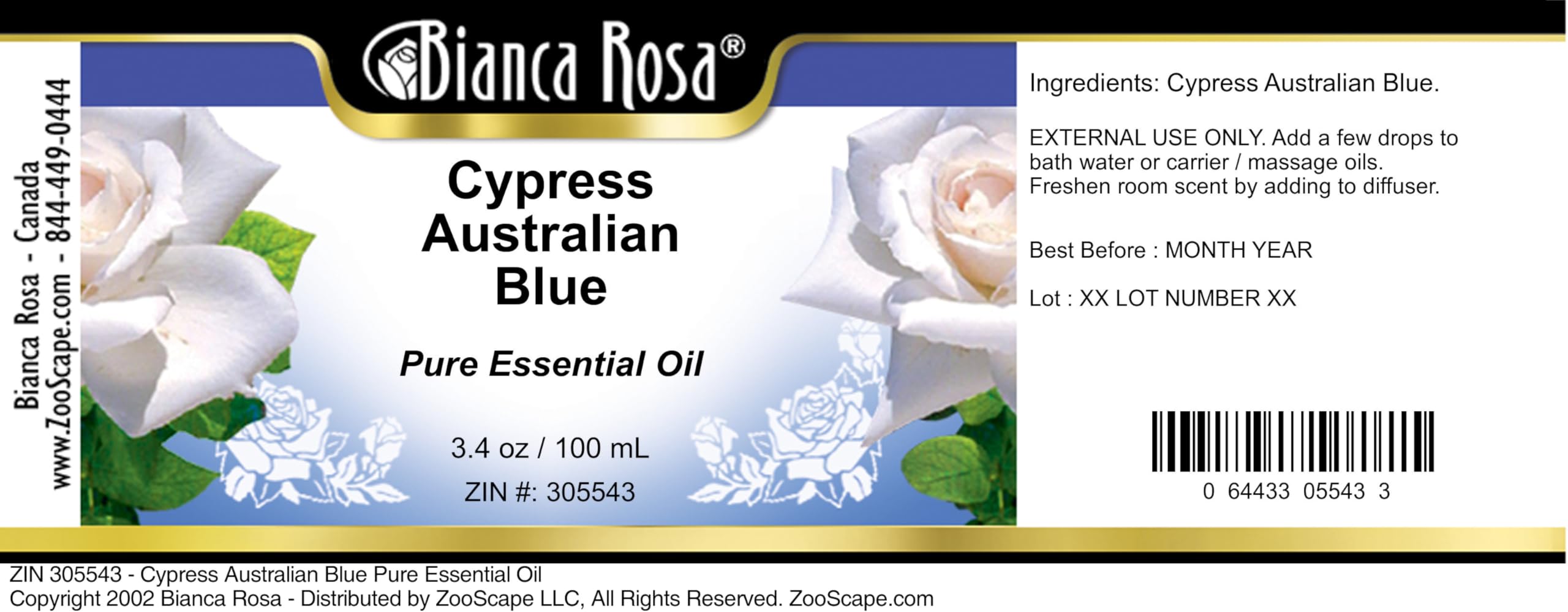 Premium Cypress Australian Blue Pure Essential Oil - 3.40 oz (100ml) for Aromatherapy, Relaxation & Skin Care - ZIN: 305543 | Perfect for Diffusers, Massage & DIY Beauty Products
