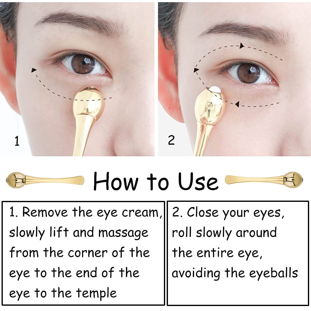 2 PCS Eye Cream Spoon & Beauty Eye Roller Massager - Anti-Wrinkle, Anti-Aging Dark Circle Treatment for Puffy Eyes - Facial Skin Care Tools for Relaxation & At-Home Spa