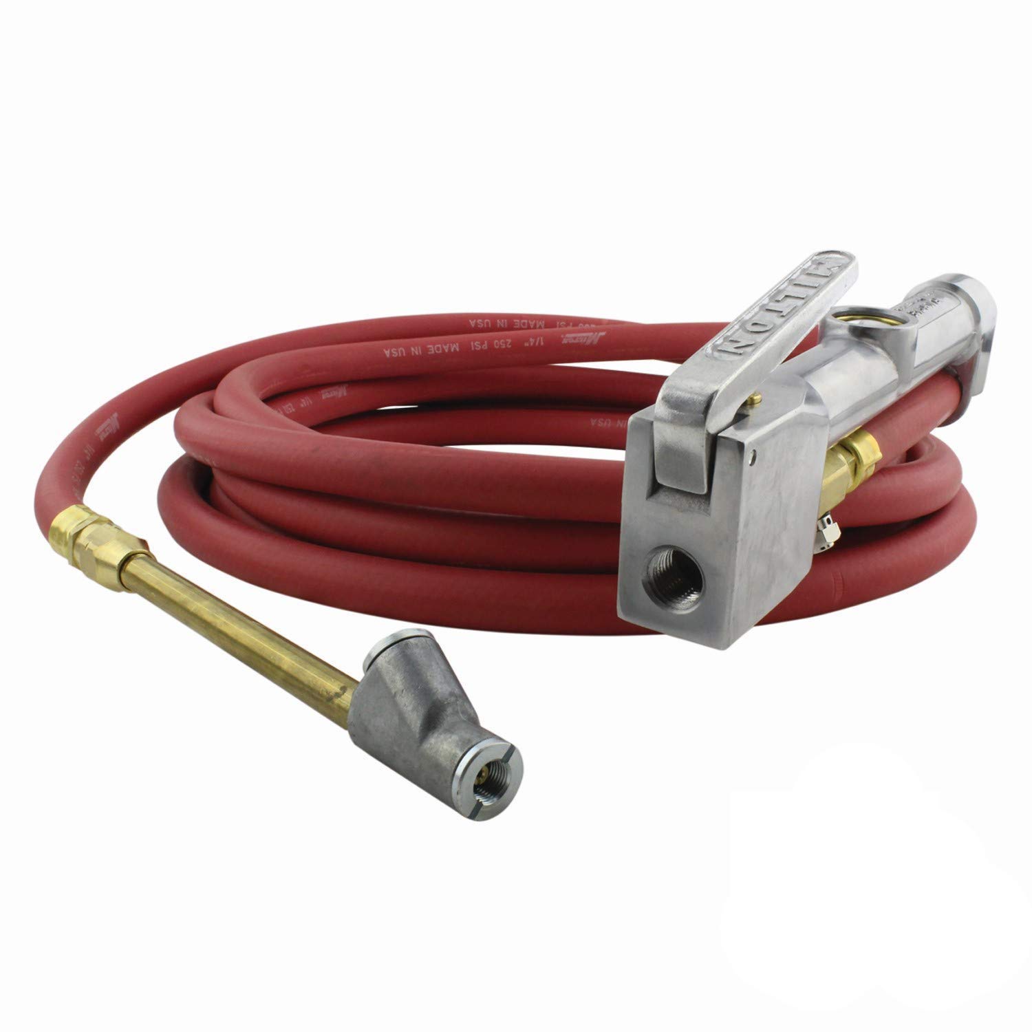 **Milton 98-A1-501 Heavy-Duty Analog Tire Inflator with Pressure Gauge, 15' Hose & Dual Head Air Chuck (10-160 PSI) – Made in USA, OSHA Compliant – Ideal for Cars, Trucks, Bikes & Off-Road Vehicles**