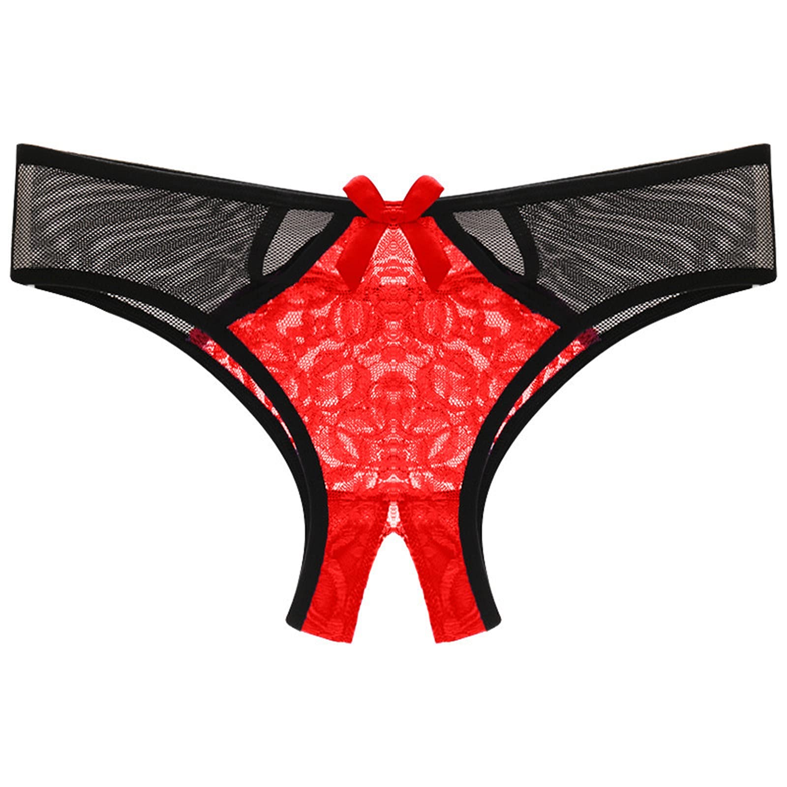 Sexy Women's Lace Panties - Low Waist Open Crotch T-Back G-String Underwear for Sensual Wear & Intimate Moments
