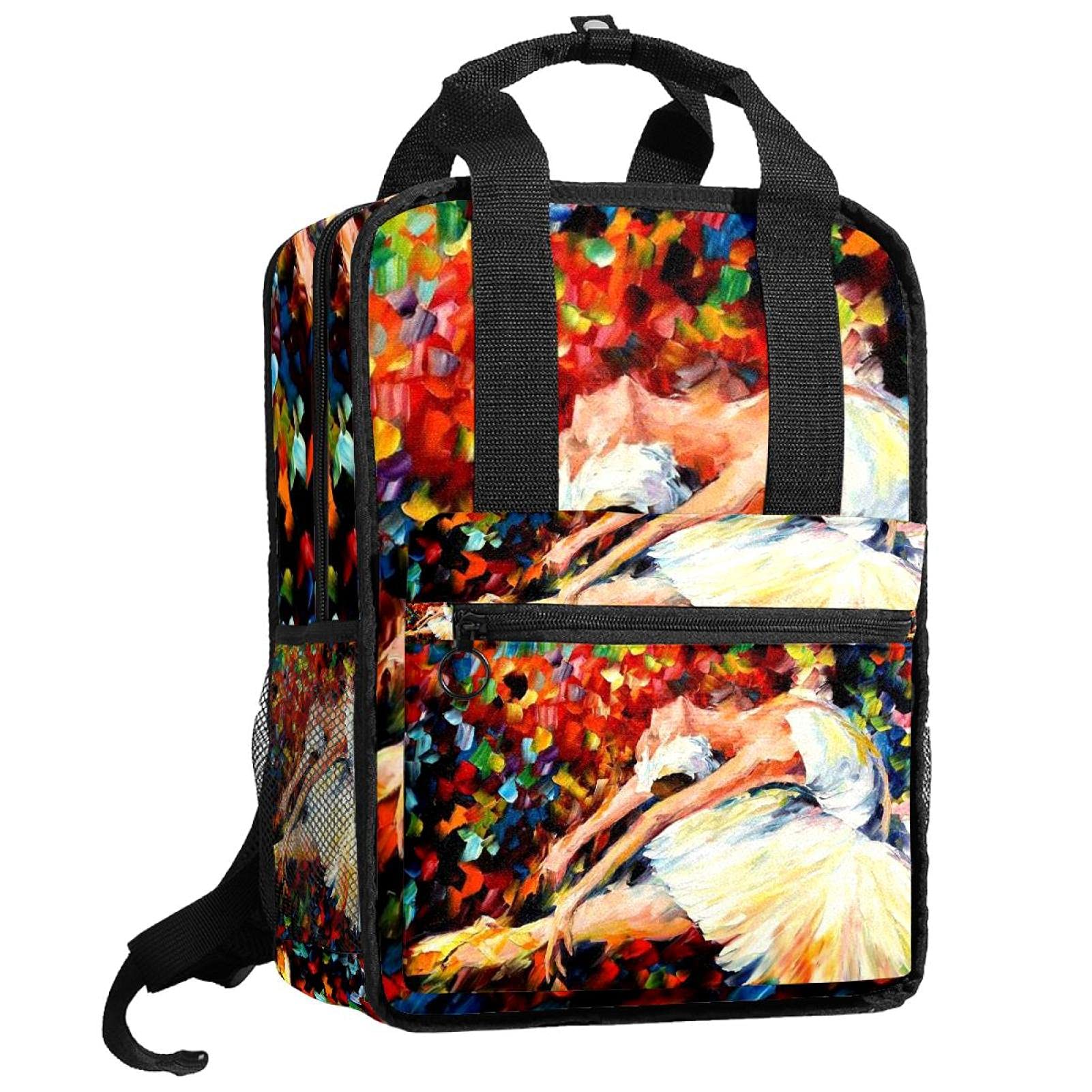 Colorful Art Backpack for Ballet Dancers - Lightweight Bookbag with Adjustable Straps for School, Dance Class & Travel
