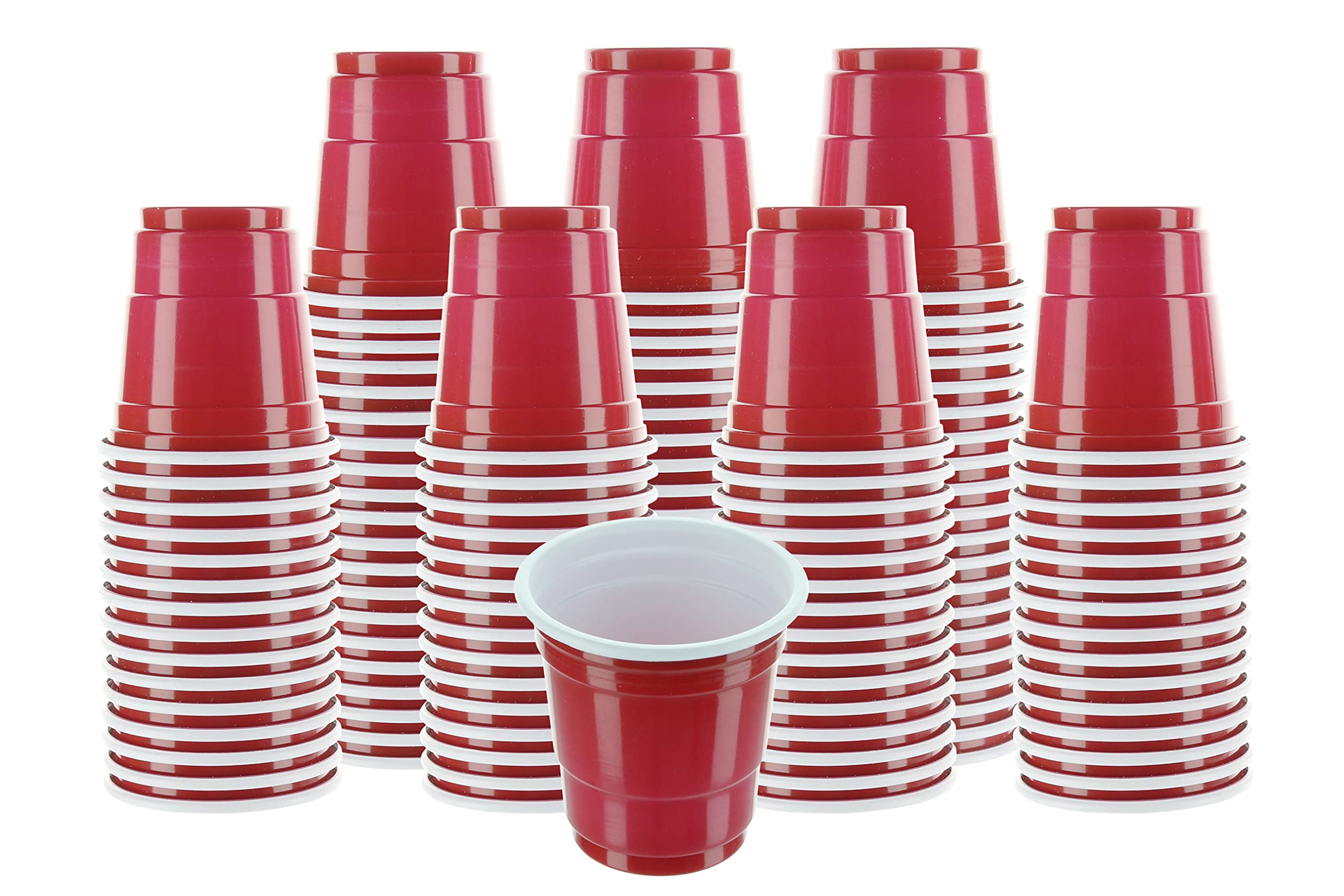 2oz Plastic Shot Glasses (120 Pack) - Mini Red Disposable Party Cups for Jello Shots, Condiments, Snacks & Tastings | Perfect for Parties, BBQs, Catering & Sampling Events