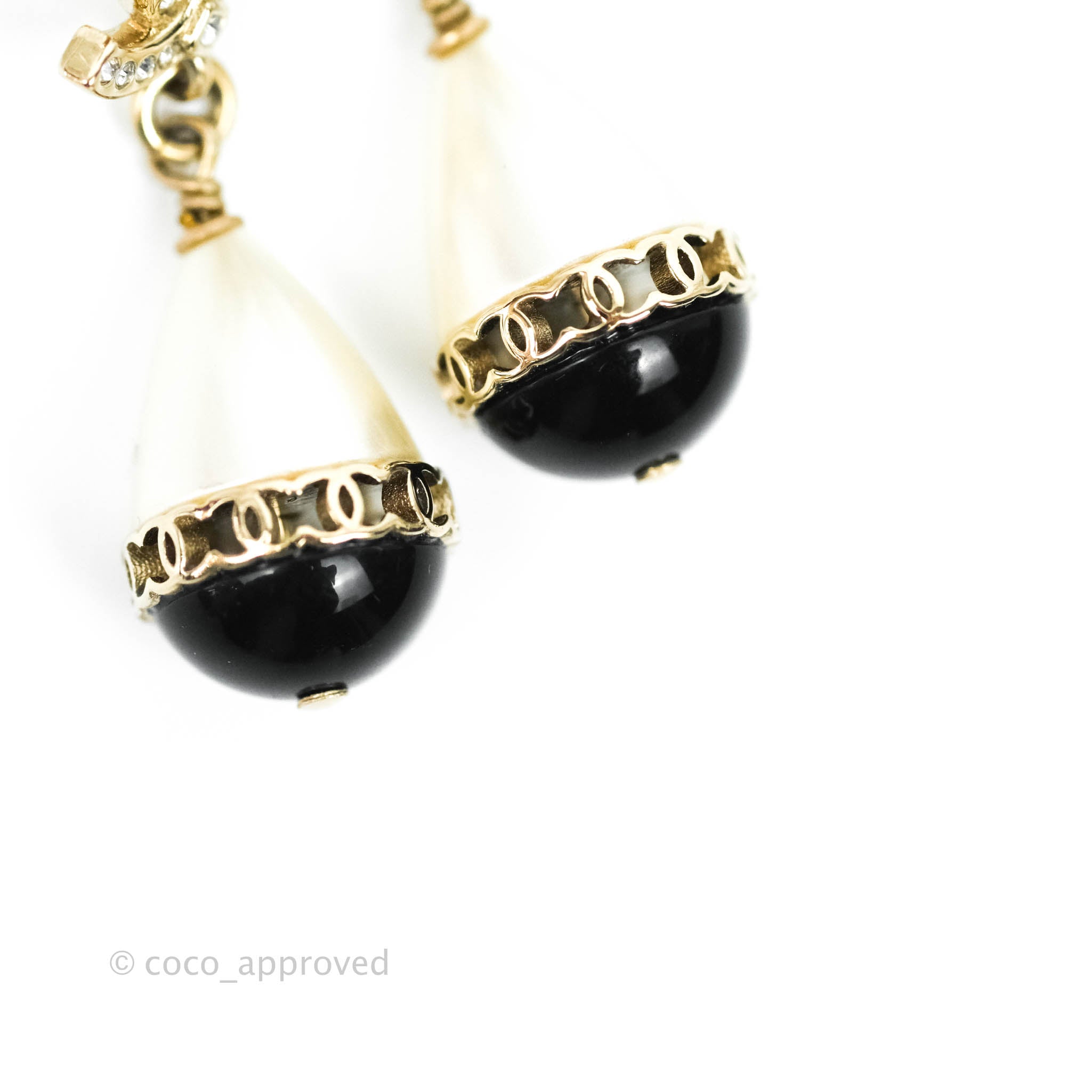 Chanel CC Rhinestone Drop Earrings Gold Tone 21A - Luxury Fashion Jewelry for Women | Perfect for Parties, Weddings & Special Occasions