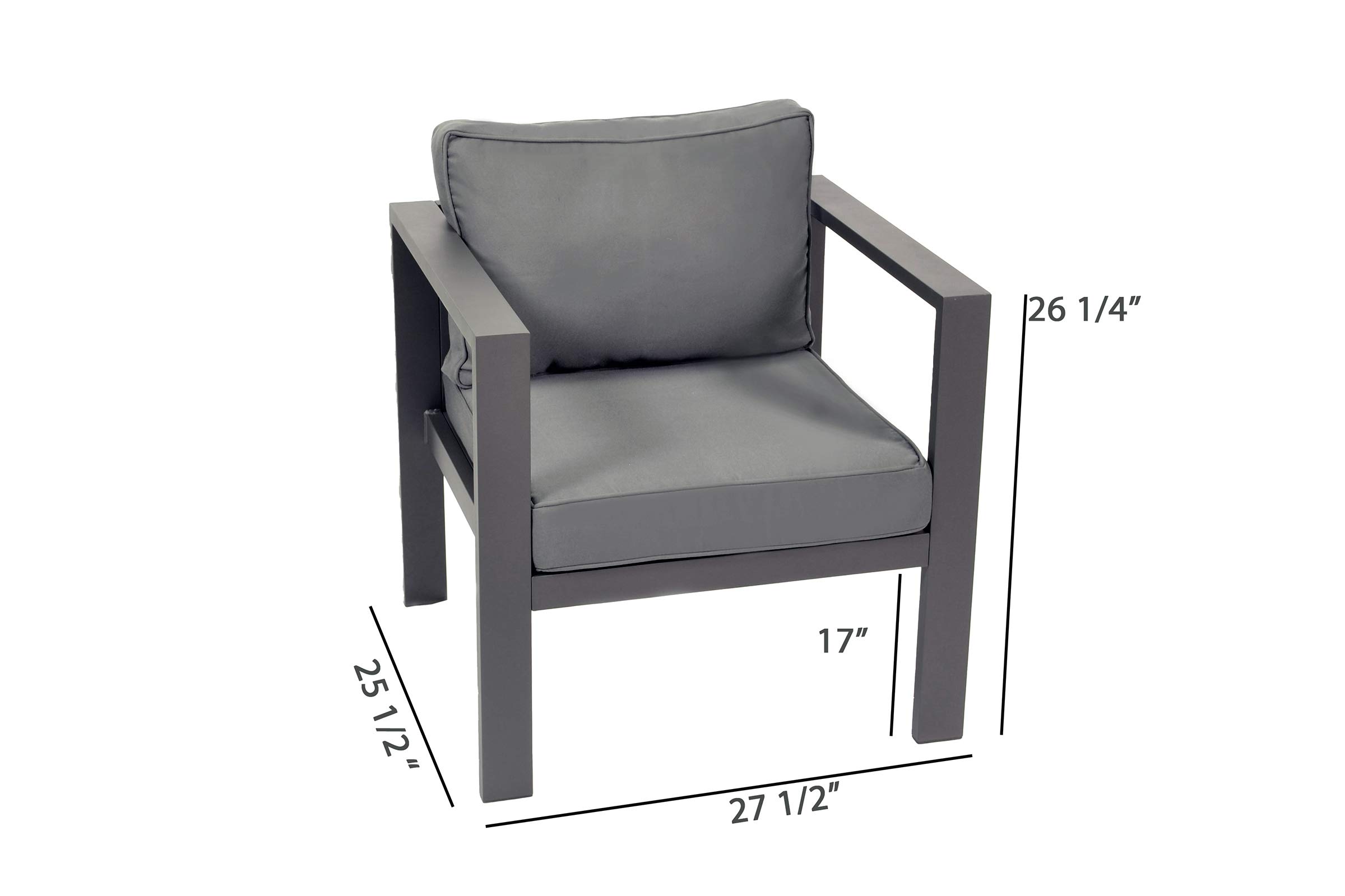 Modern Aluminum Outdoor Club Chair Set with Ottoman & Side Table - Navy Blue Patio Furniture for Garden, Poolside & Backyard Relaxation