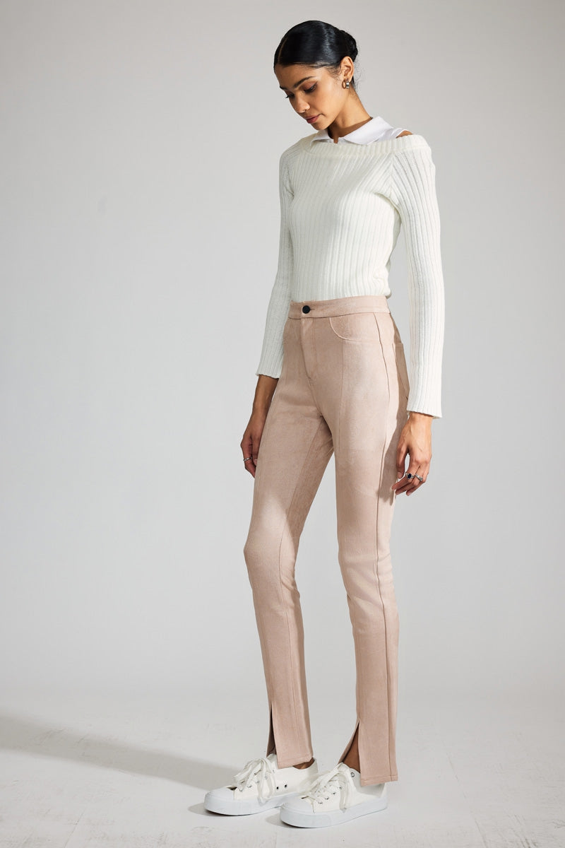 Peach Premier High Rise Slit Hem Skinny Jeans for Women - Stretchy Slim Fit Denim Pants | Perfect for Casual Wear, Date Night & Office Outfits