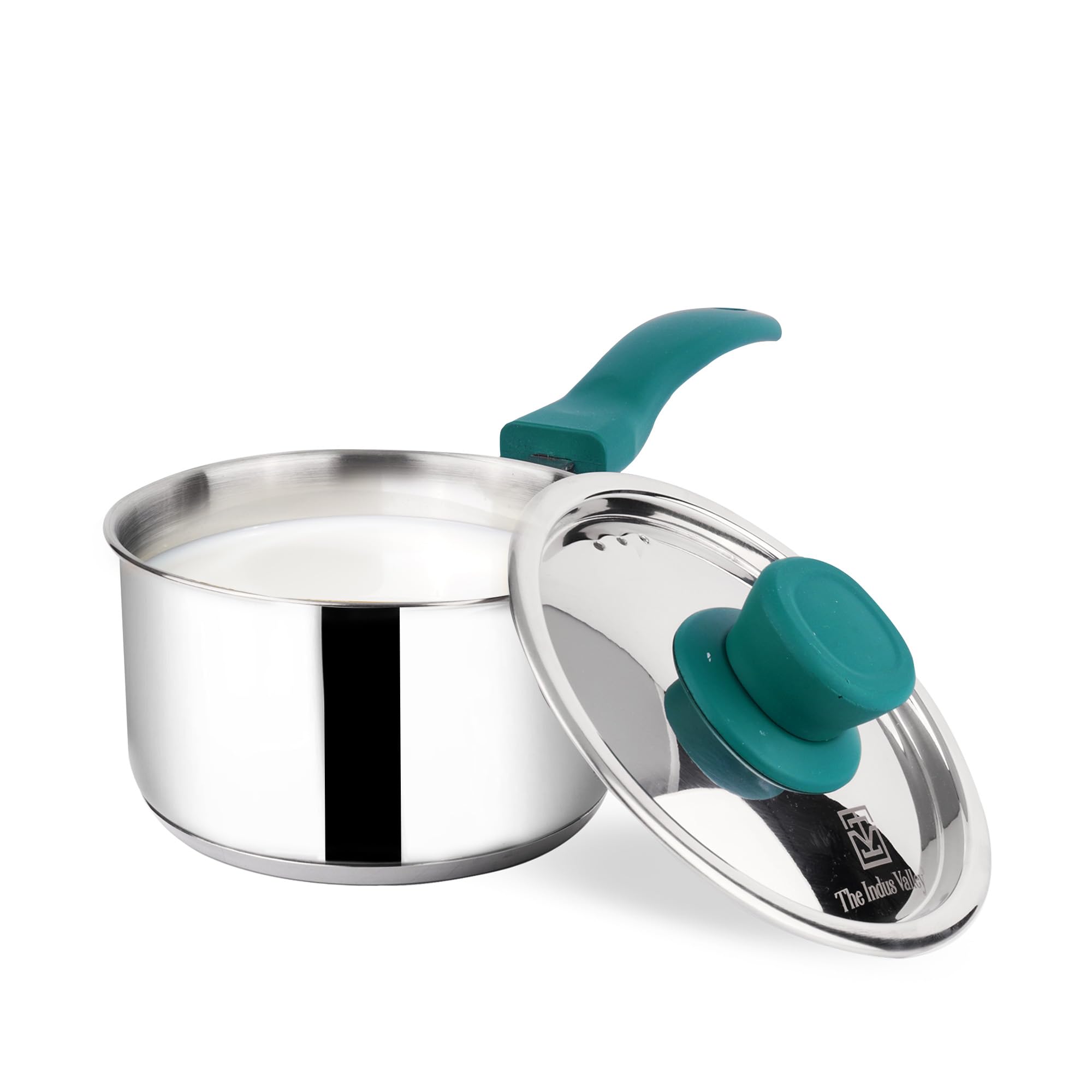 Premium Stainless Steel Saucepan with Lid - 1L Capacity, 5.9 Inch Induction Compatible Tea Pan - 3-Layer Thick Bottom for Even Heating | Perfect for Making Chai, Heating Milk, or Cooking Small Portions | 100% Non-Toxic & Dishwasher Safe