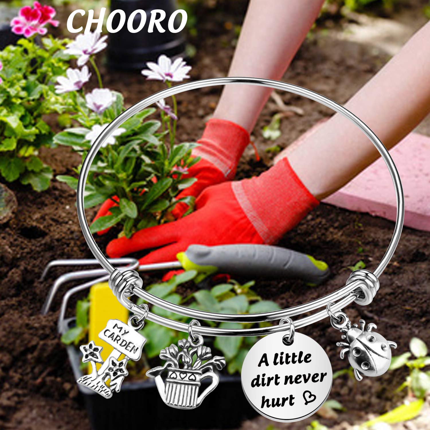 CHOORO Gardening Bracelet - Durable Charm Bangle for Gardeners | Perfect Gift for Horticulturists & Plant Lovers | Ideal for Yard Work, Outdoor Activities & Nature Enthusiasts