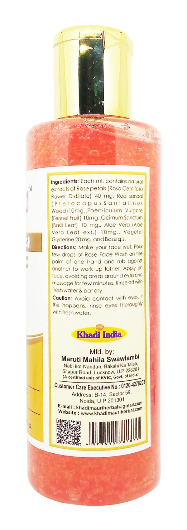 Khadi Mauri Rose Face Wash - 210ml | Natural & Organic Cleanser for Glowing Skin | Perfect for Daily Skincare Routine & Sensitive Skin Care