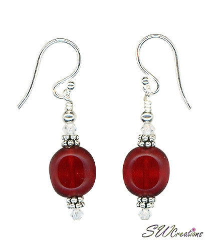 Red Crystal Beaded Earrings for Women - Elegant Bohemian Dangle Earrings for Parties, Weddings & Everyday Wear
