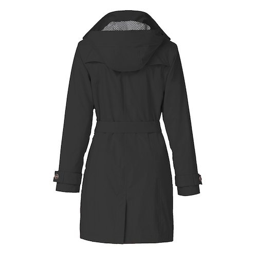 Happy Rainy Days Women's Trench Coat - Waterproof Long Raincoat in Black, X Small - Perfect for Commuting, Travel & Spring Weather Protection