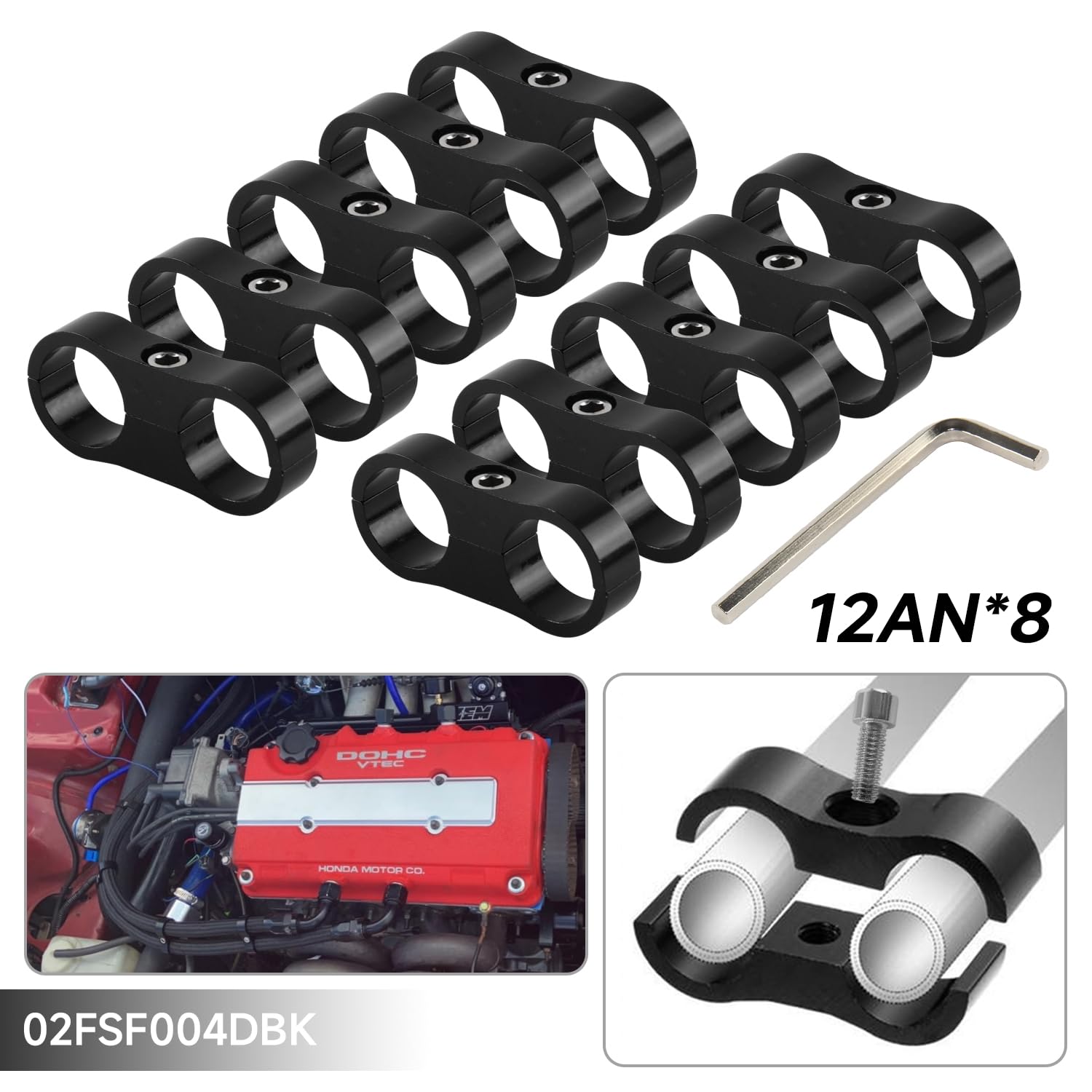 8pcs AN12 Braided Hose Separator Clamps - Heavy Duty Fuel Line Mounting Clamps for 3/4
