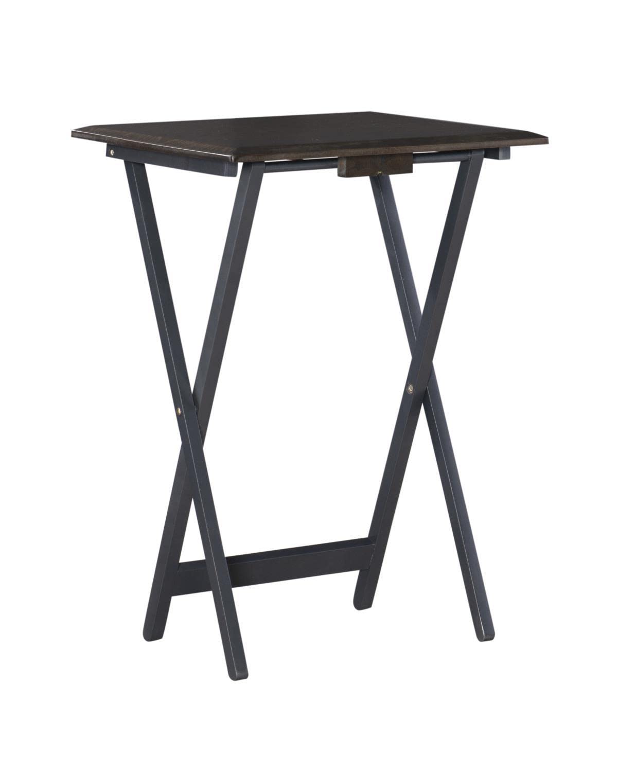 Linon Marlowe Grey Tray Table Set - Portable Side Table with Removable Tray for Living Room, Bedroom, or Outdoor Use