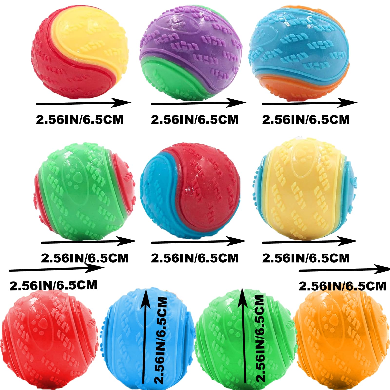 10Pcs Squeaky Dog Balls - 2.5 Inch Durable Chew Toys for Puppies & Dogs - Interactive Play, Teeth Cleaning & Training - Perfect for Fetch, Tug of War & Outdoor Activities